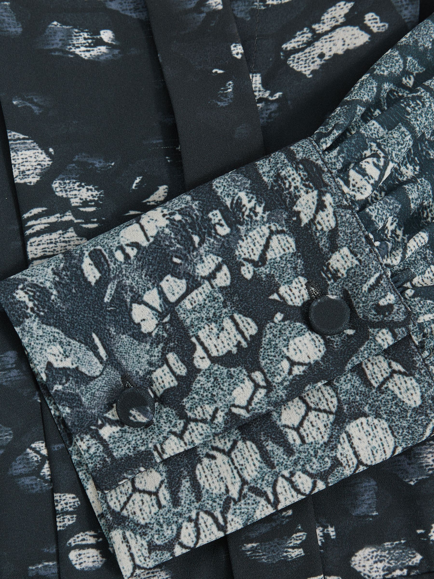 Printed Pleated Shirt Dress in Navy - Image 6 of 6
