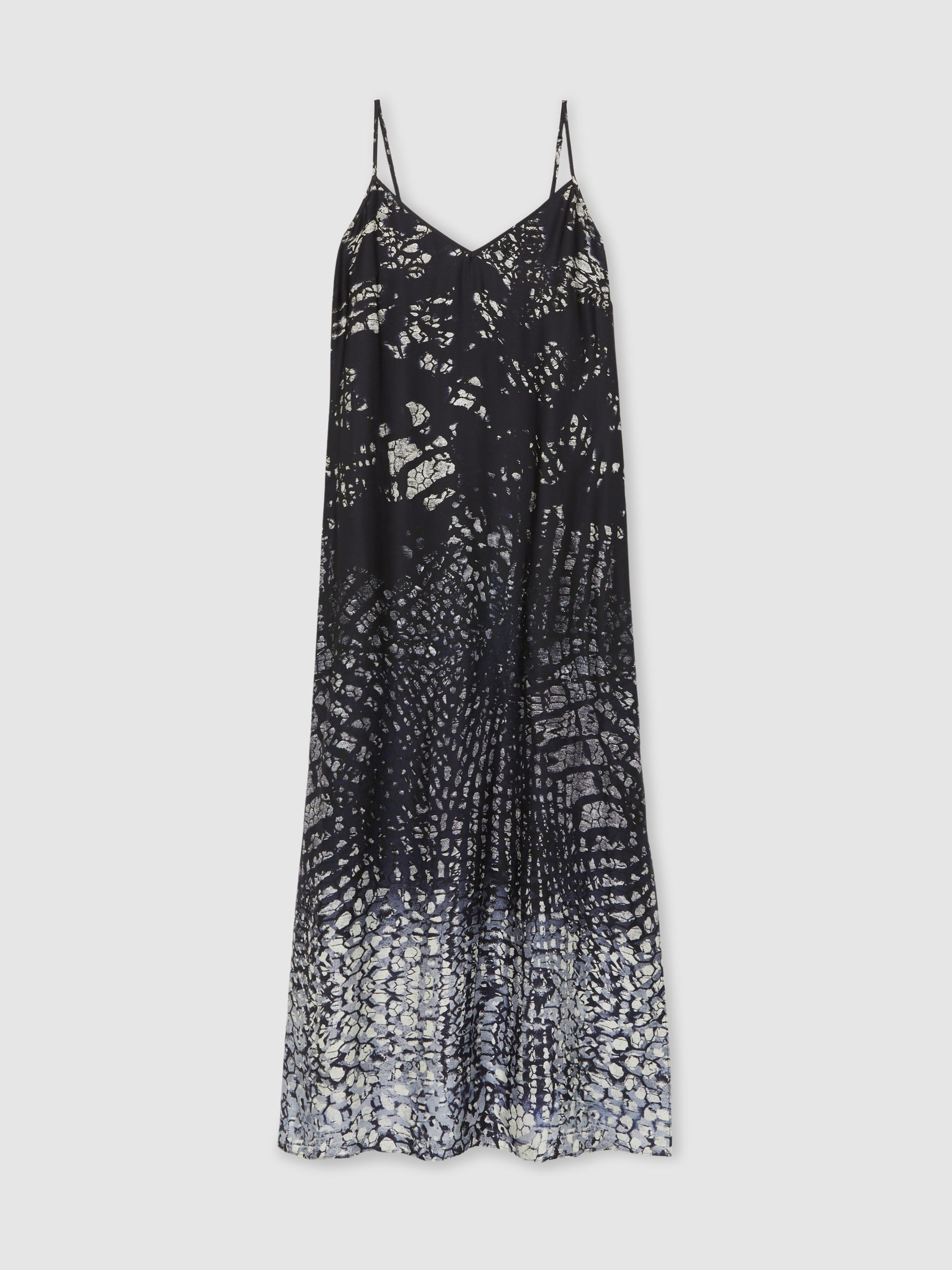 Printed Maxi Slip Dress in Navy - Image 2 of 6