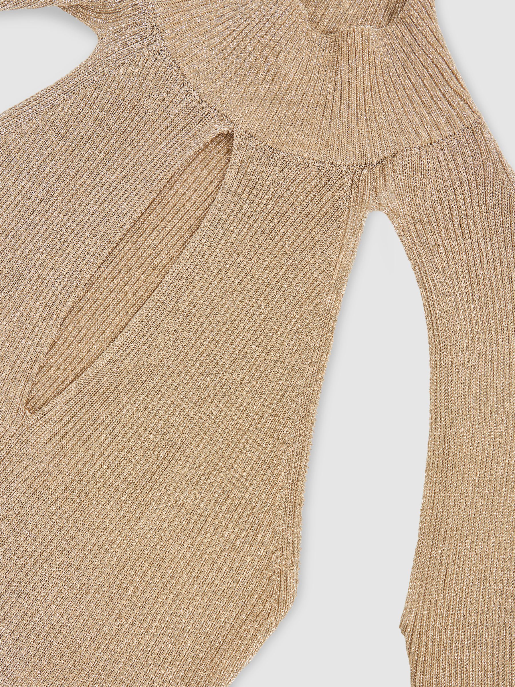 Metallic-Knit Cut-Out Top in Gold - image 4