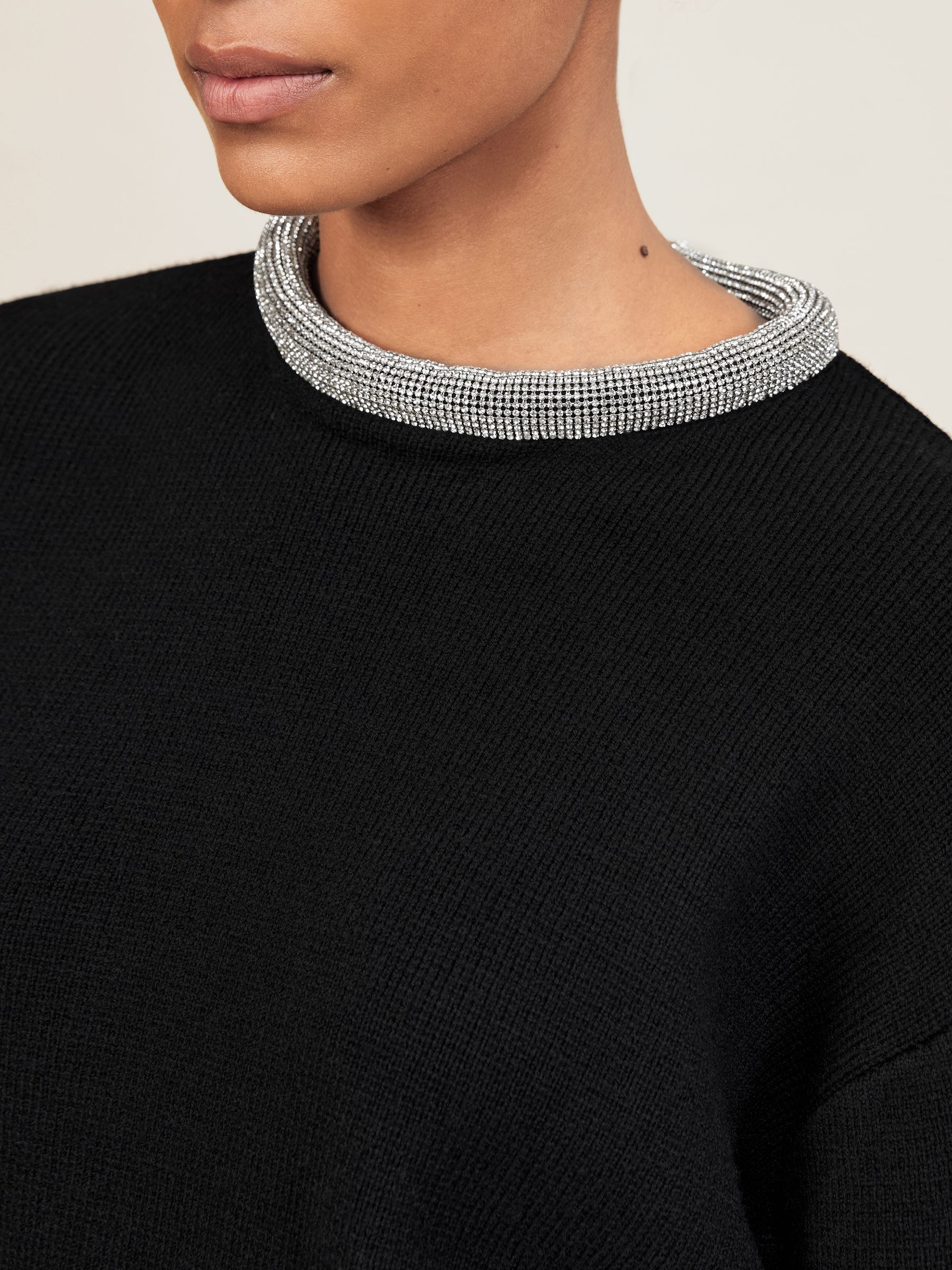 Wool-Blend Necklace-Trim Jumper With Cashmere in Black - image 5