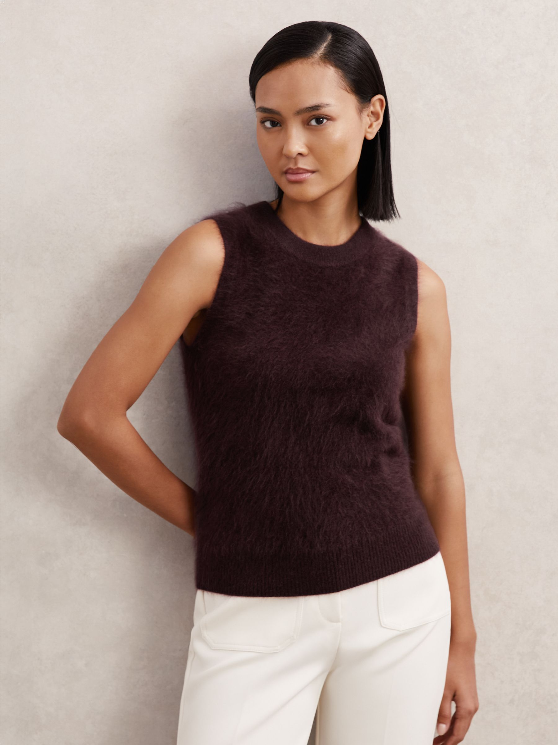 Brushed Cashmere Vest in Burgundy - Image 1 of 5