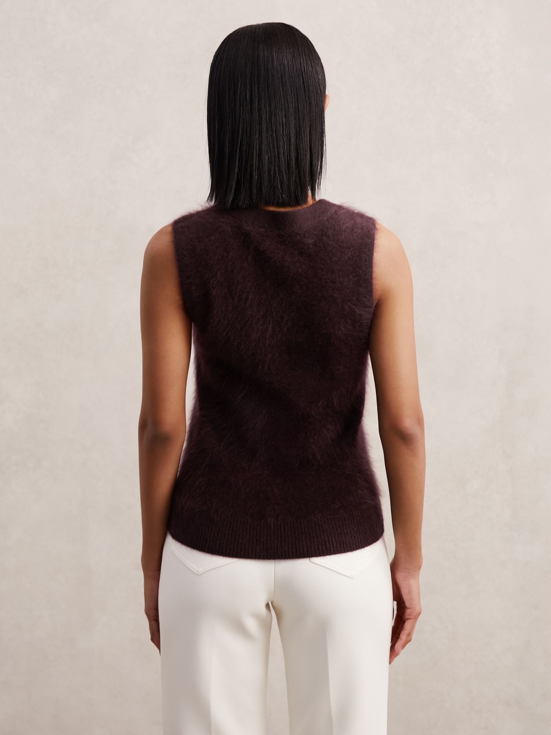 Brushed Cashmere Vest in Burgundy - Image 3 of 5