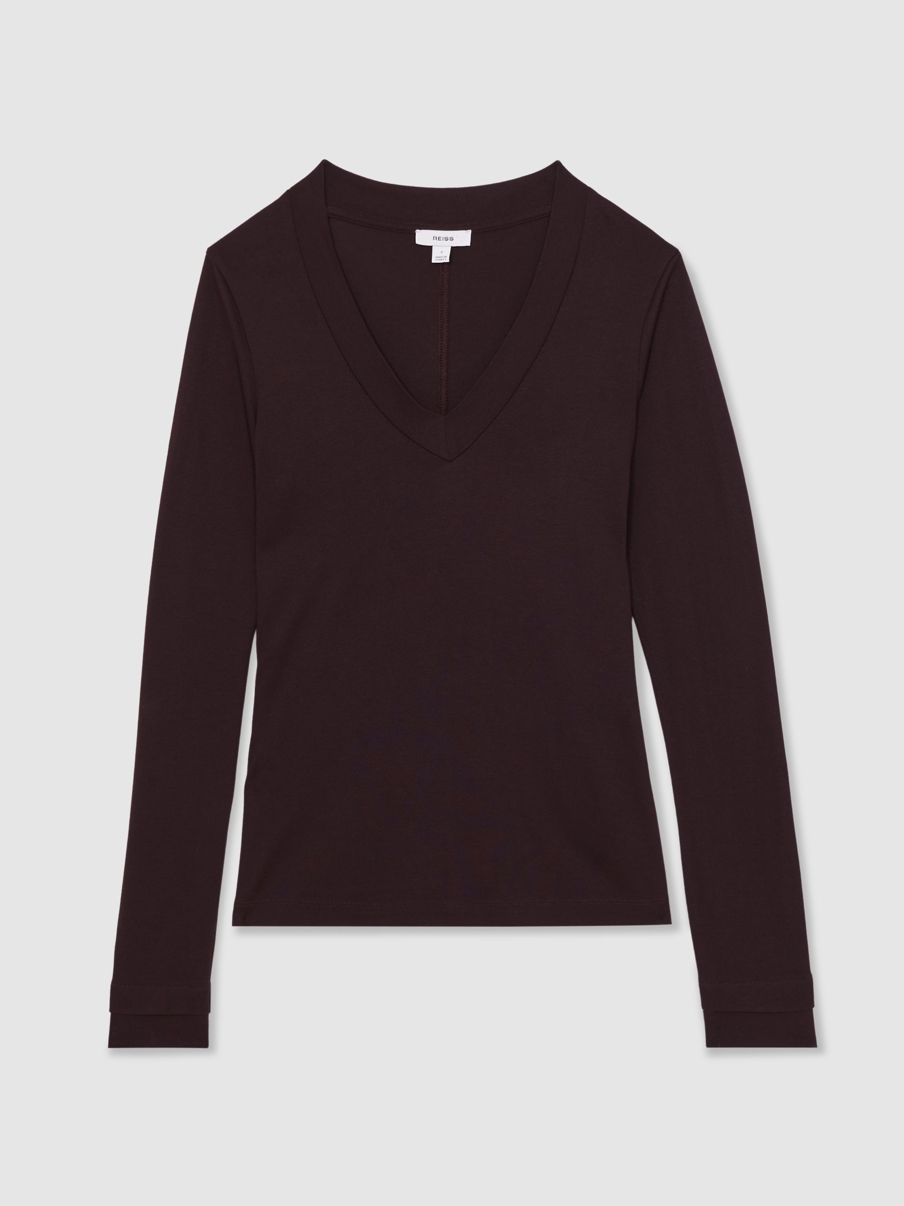 Jersey V-Neck Top in Plum - Image 2 of 5