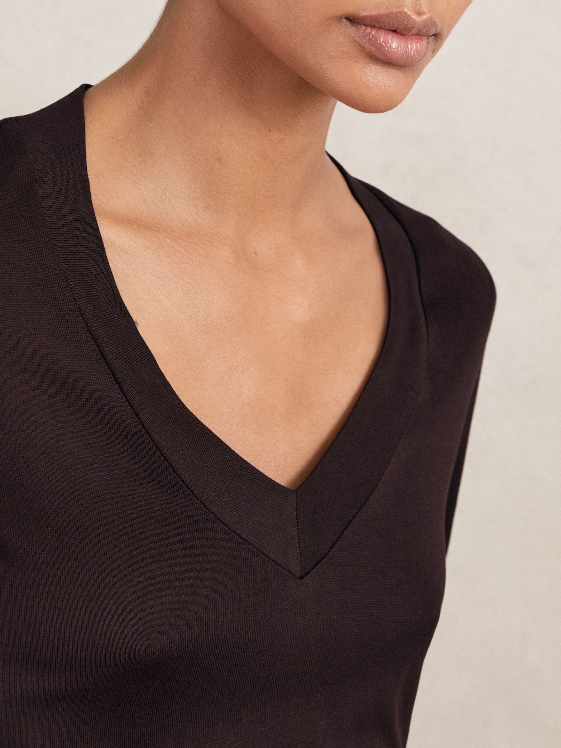 Jersey V-Neck Top in Plum - Image 3 of 5