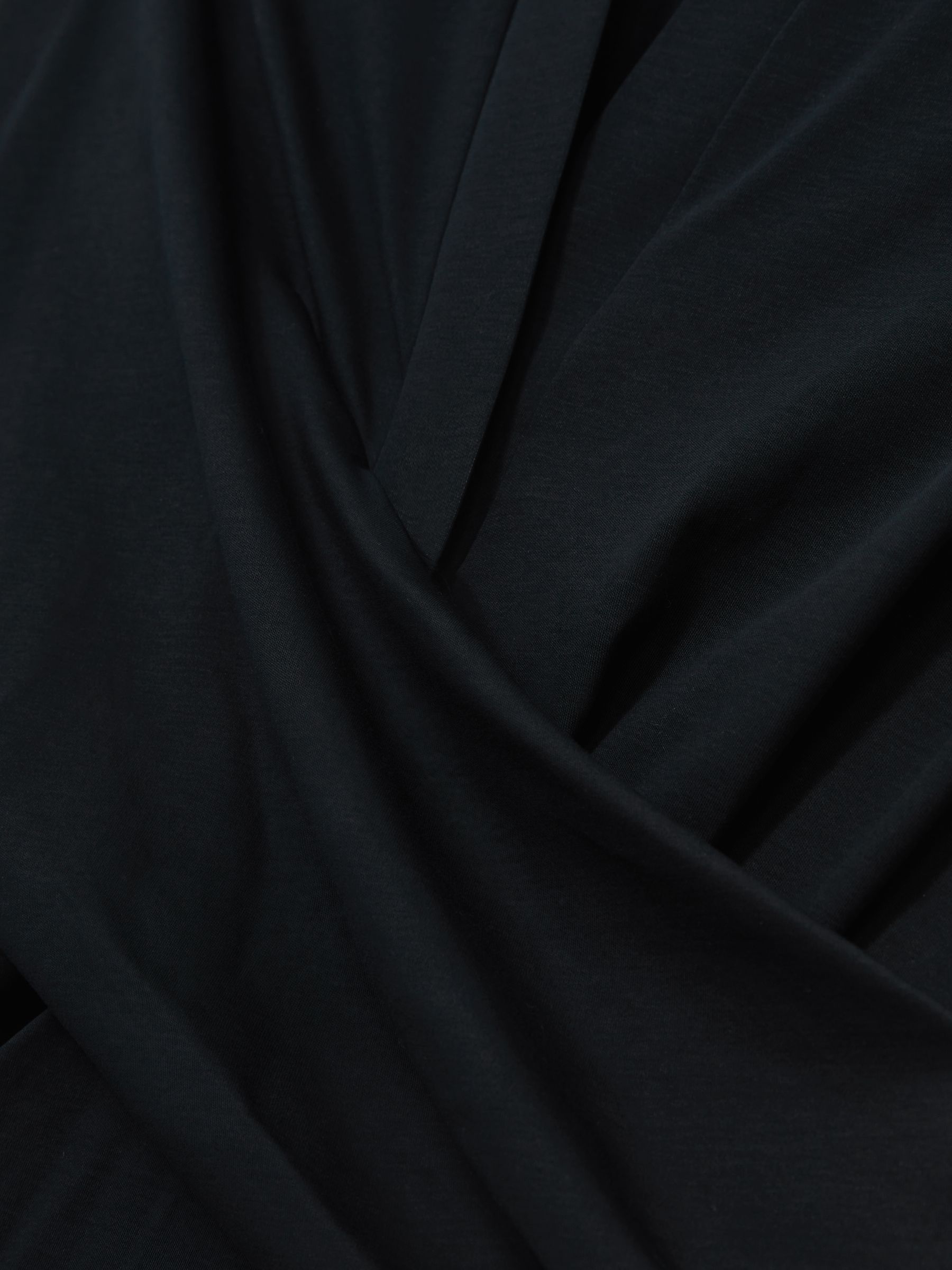 Stretch-Cotton Wrap-Front Collar Top in Navy - image 3