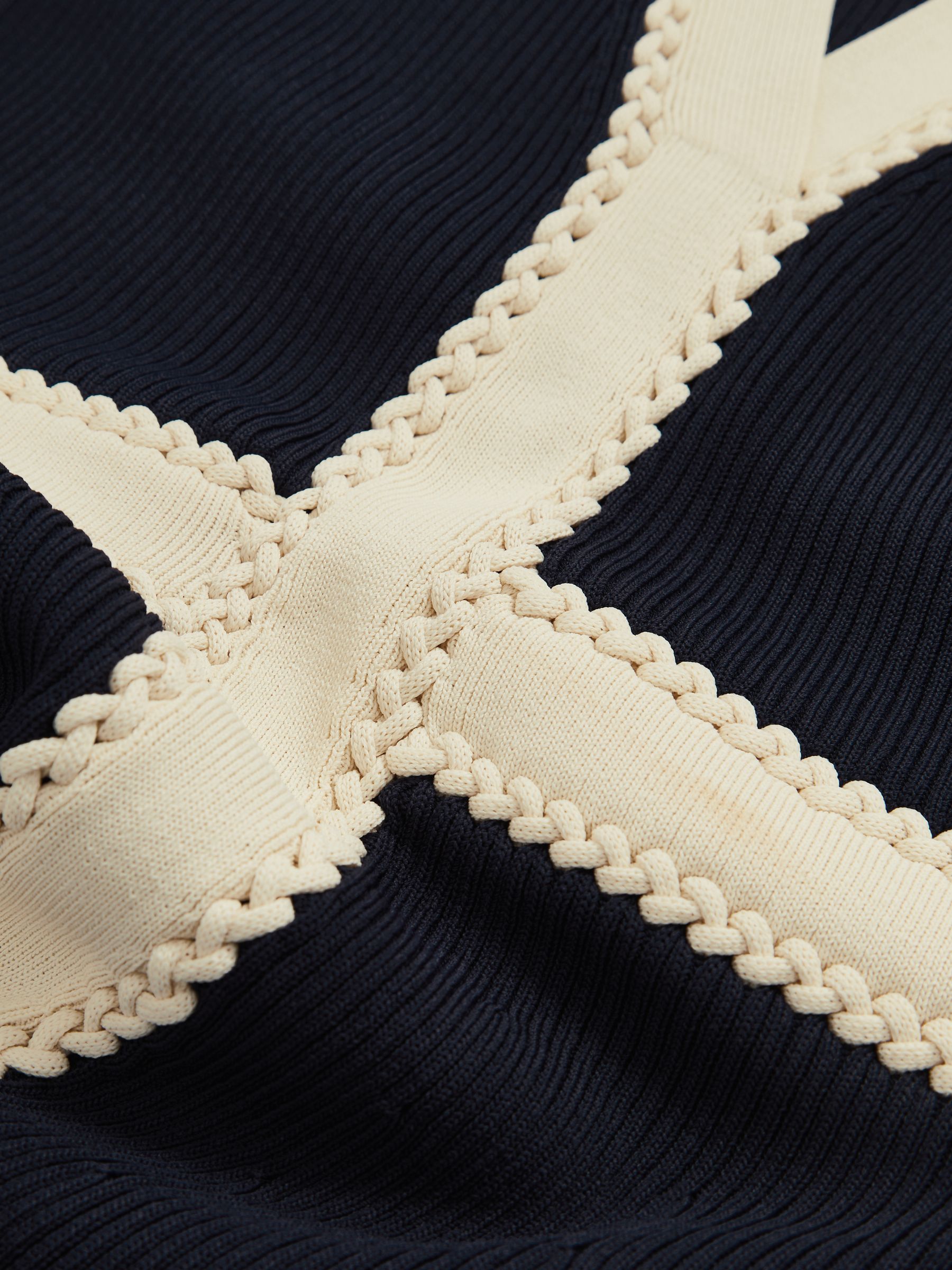 Craft-Stitch Knitted Midi Dress in Navy - image 5