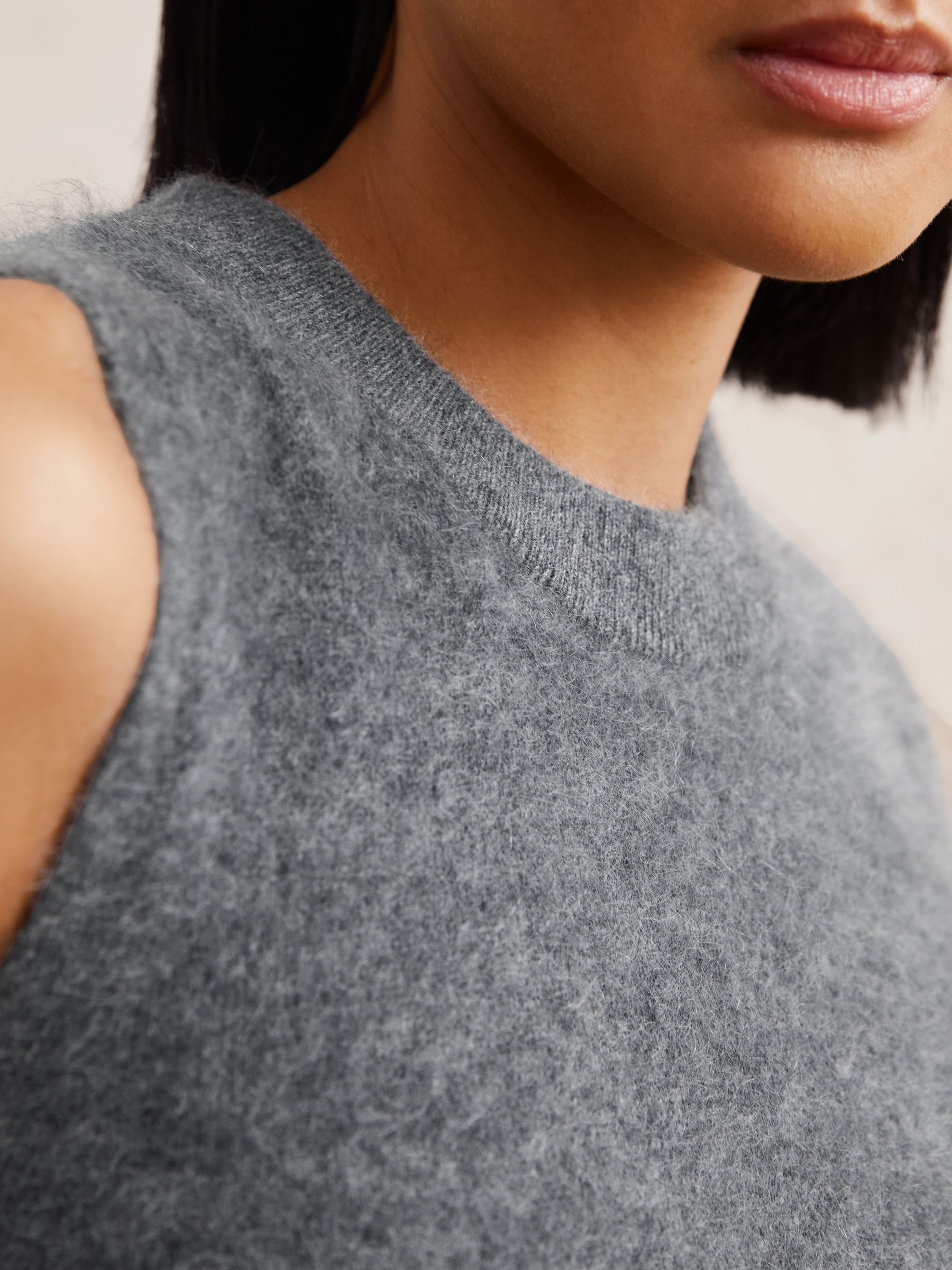 Brushed Cashmere Vest in Grey - Image 2 of 7