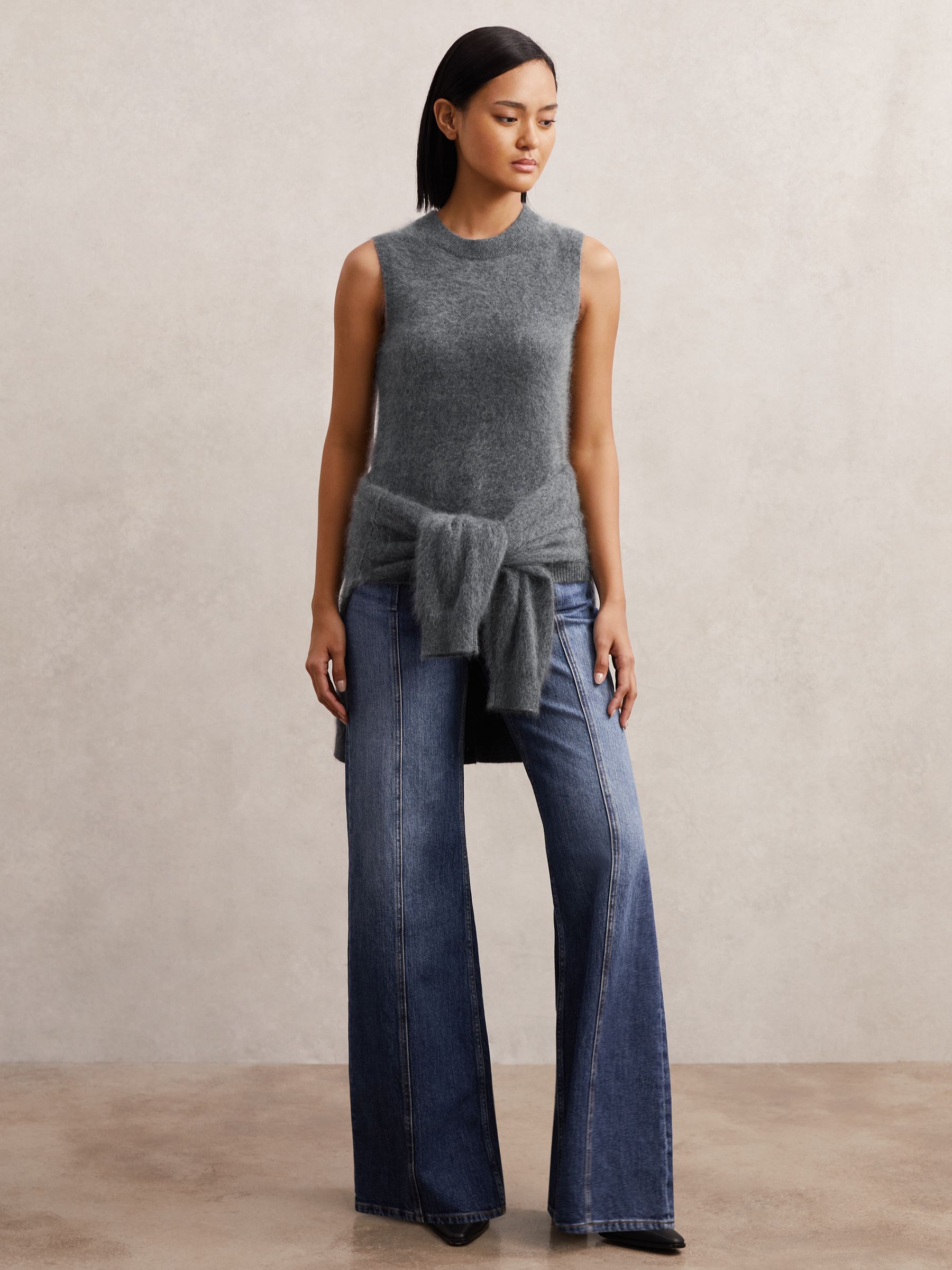 Brushed Cashmere Vest in Grey - Image 3 of 7