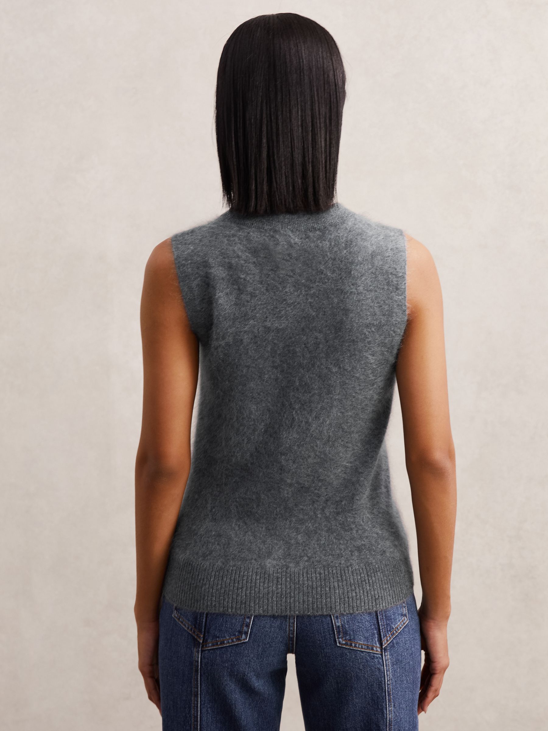 Brushed Cashmere Vest in Grey - Image 4 of 7