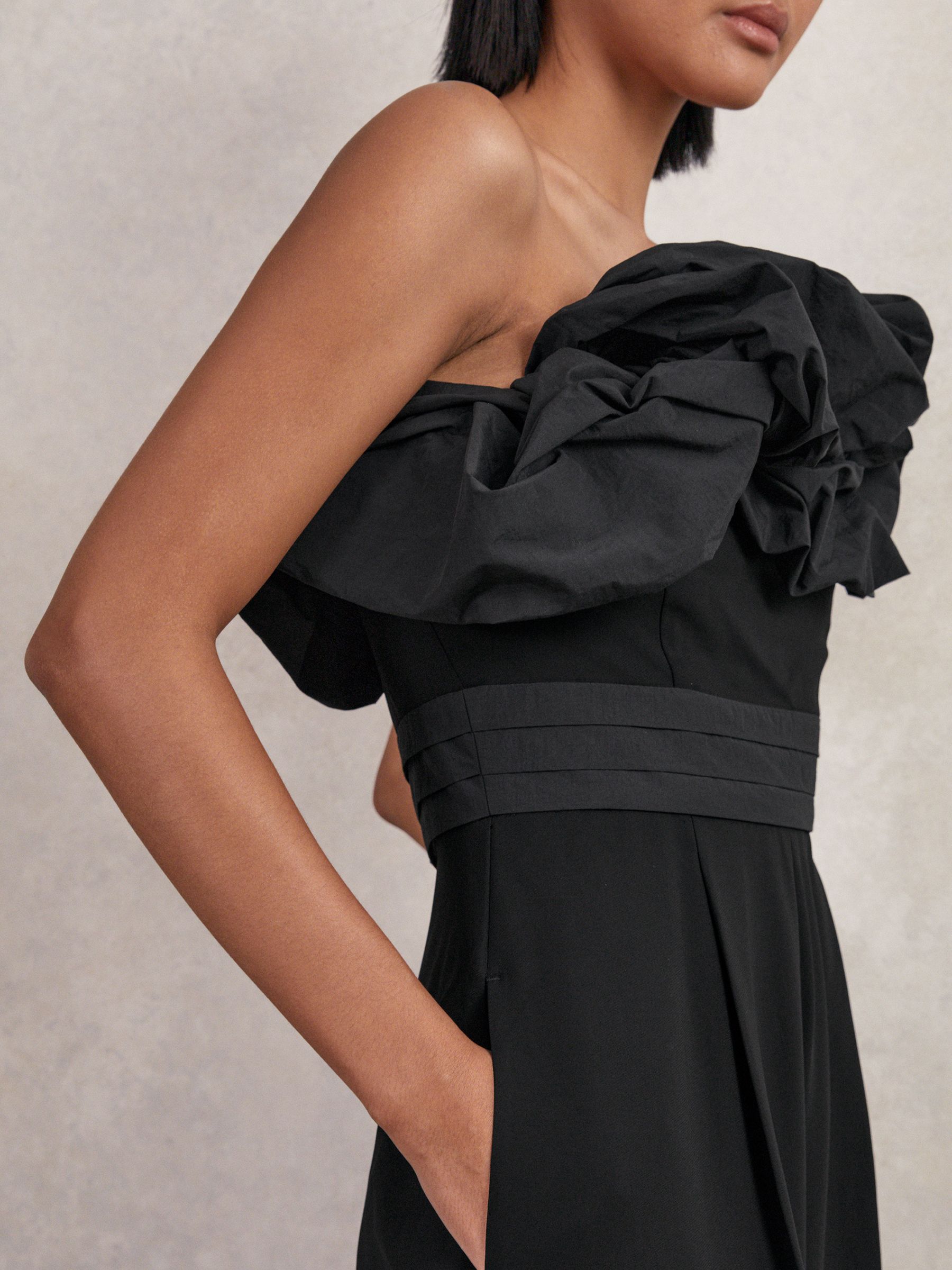 Sculptural Strapless Wide-Leg Jumpsuit in Black - Image 3 of 5