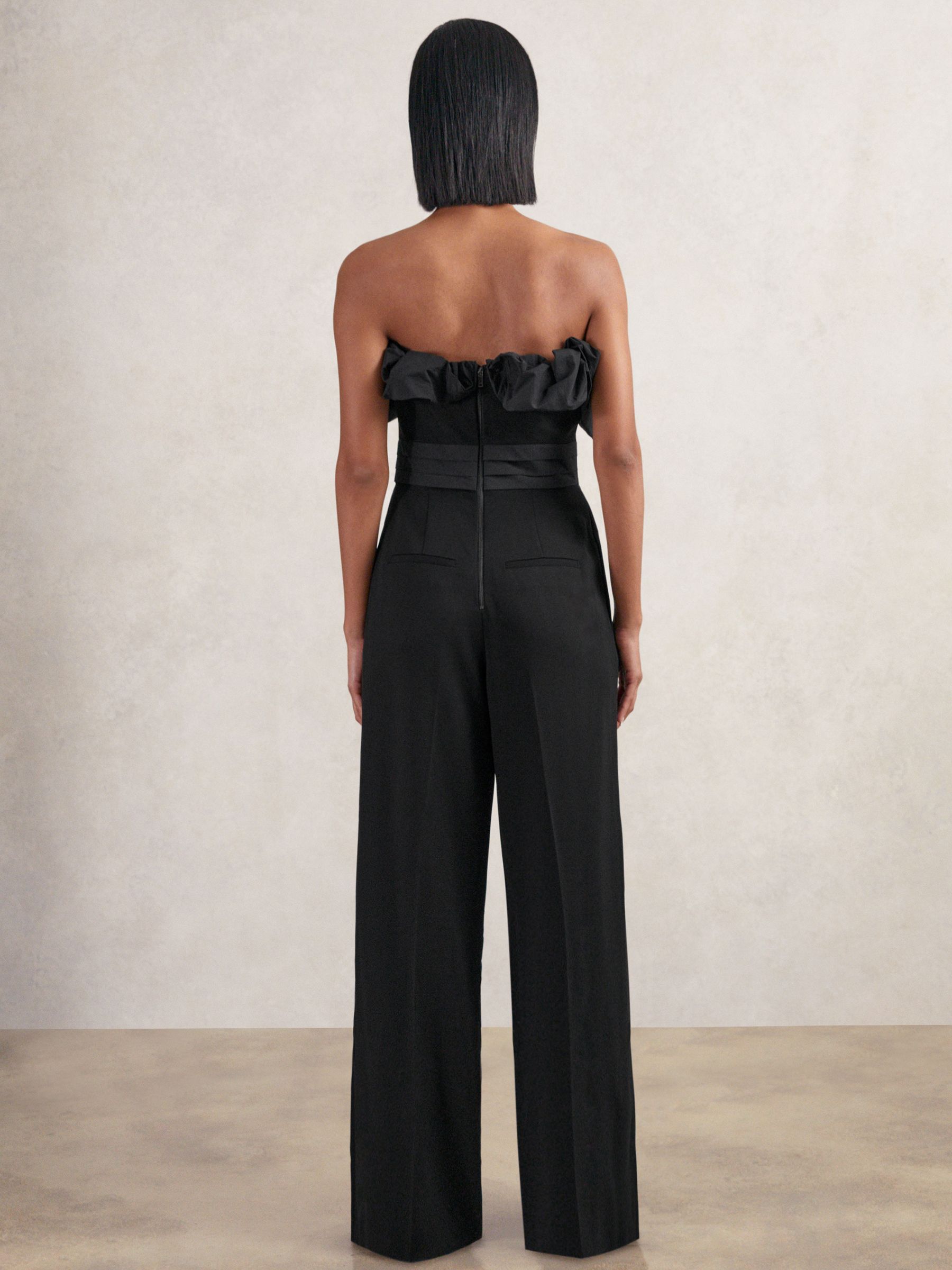 Sculptural Strapless Wide-Leg Jumpsuit in Black - Image 4 of 5