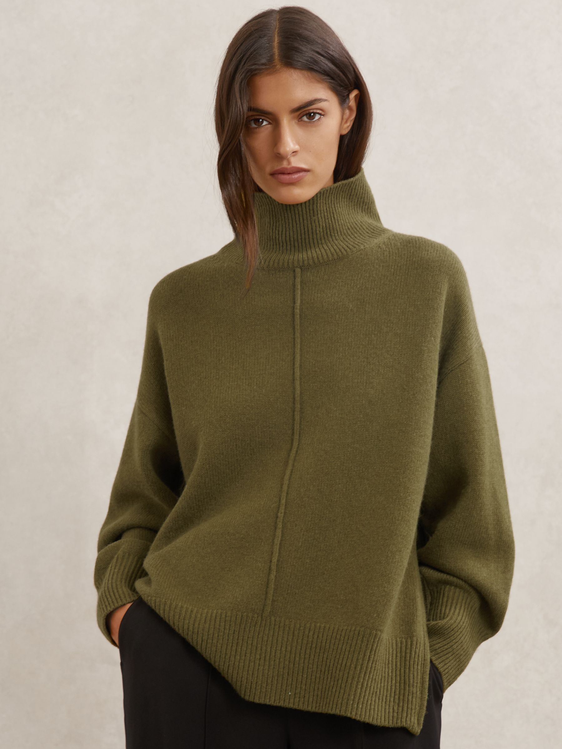 Wool Zip-detail Funnel-neck Jumper