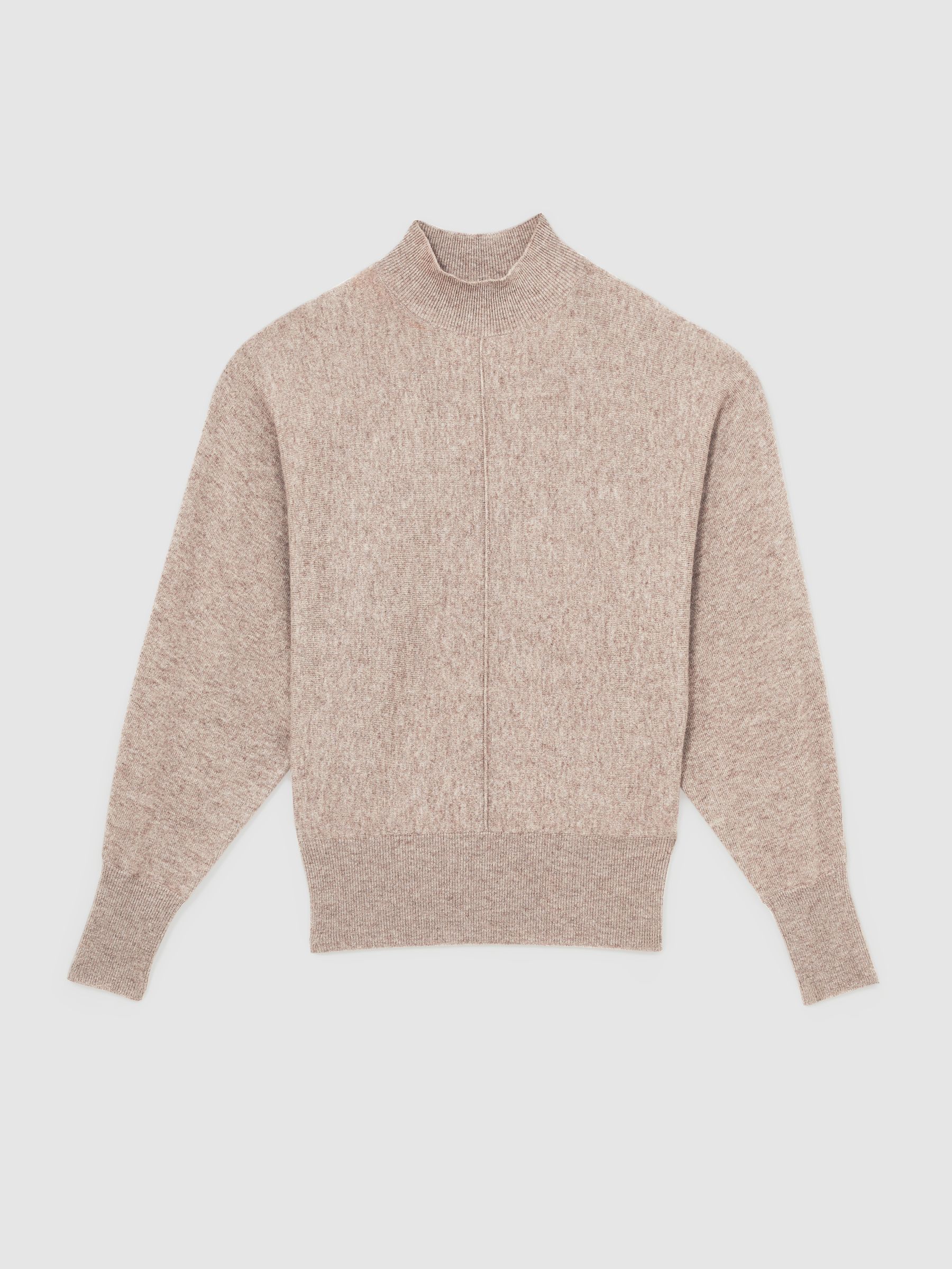 Wool-Blend Funnel-Neck Batwing Jumper with Cashmere in Neutral - Image 2 of 6