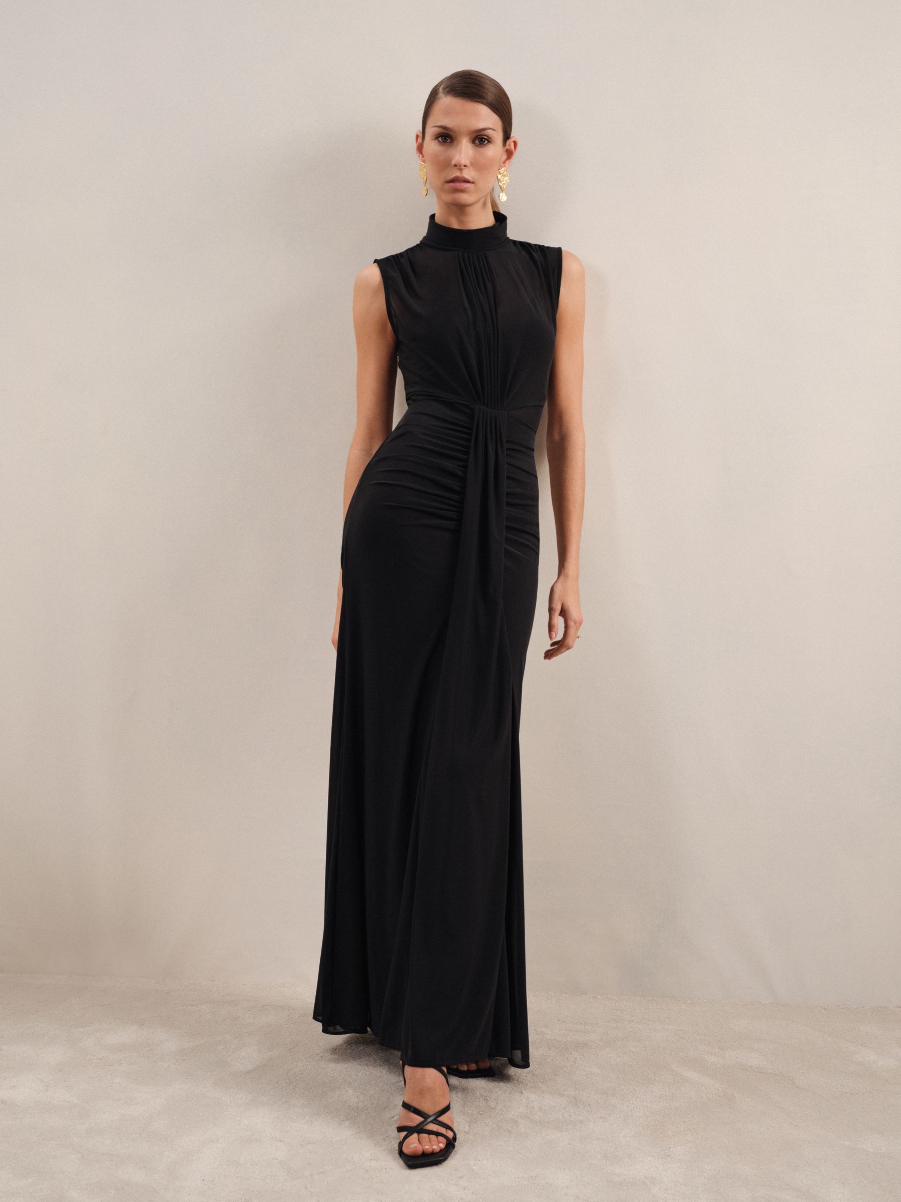 【海外限定】REISSドレス☆Black Daniella Petite Sheer Ruched H57228s.jpg