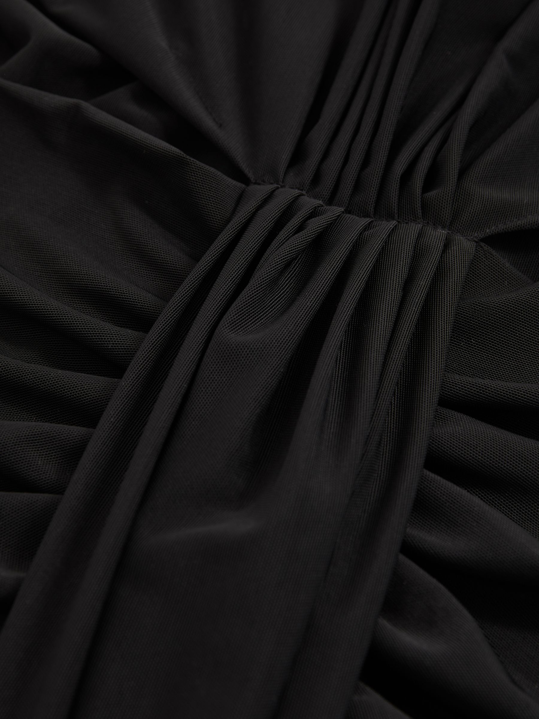 Petite Sheer Ruched Maxi Dress in Black - image 3