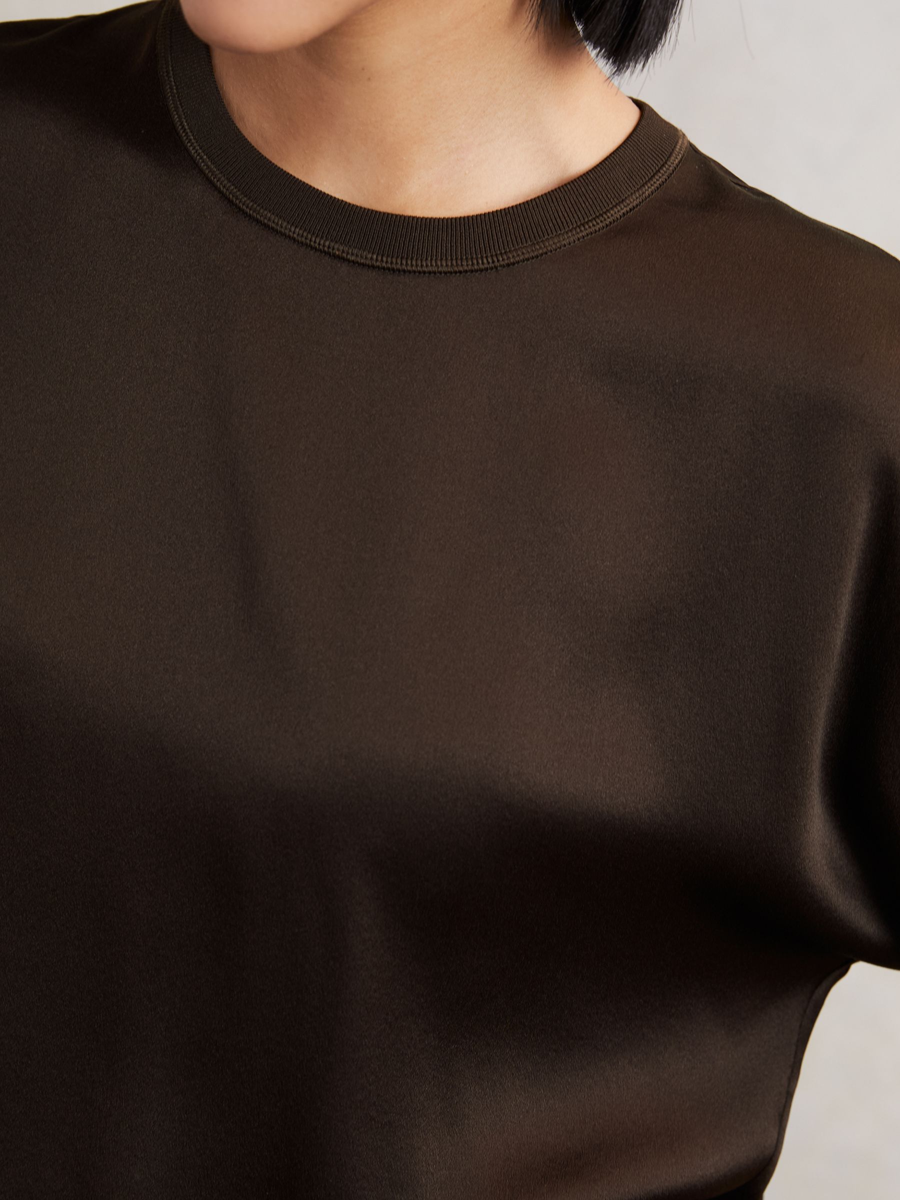 Silk Short-Sleeve Top in Chocolate Brown - Image 3 of 6