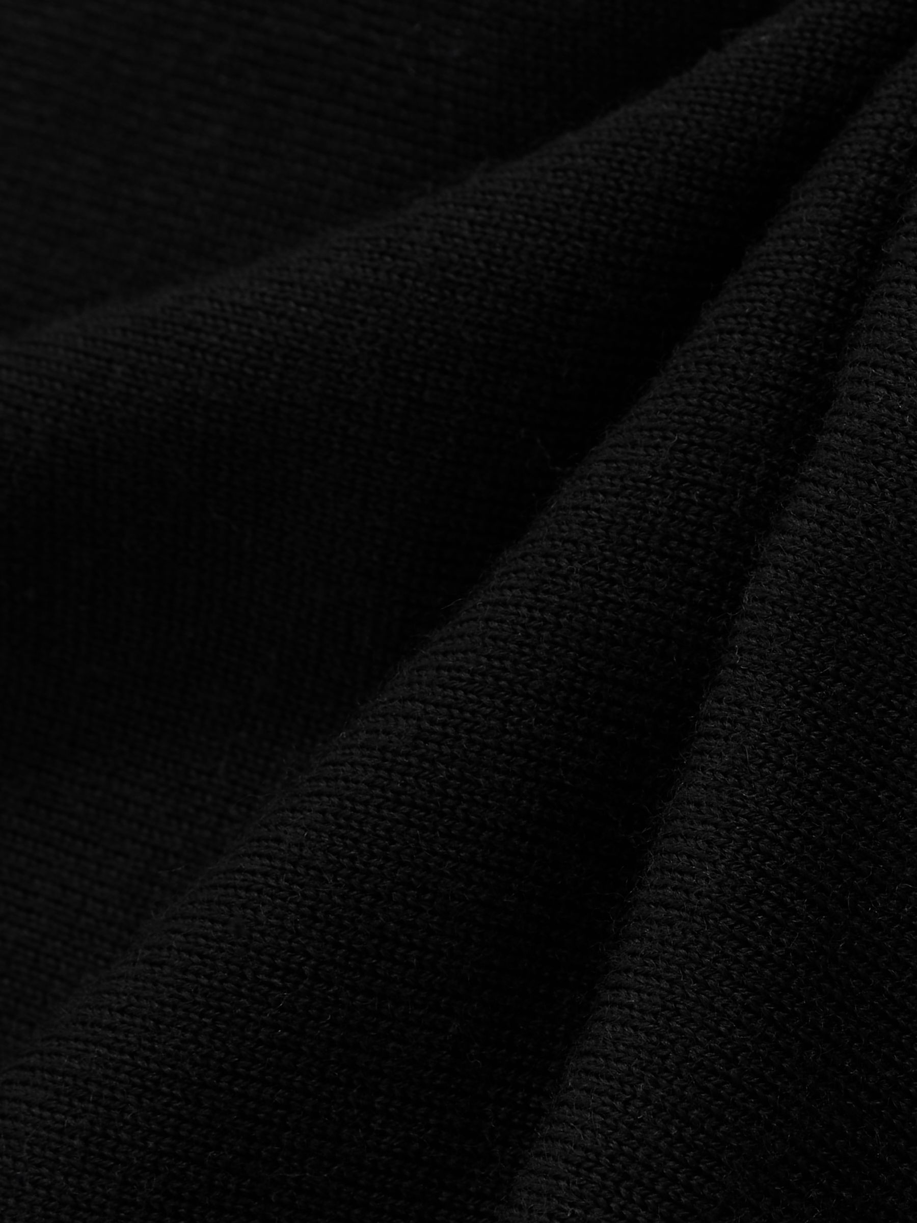 Merino Wool Open-Collar Polo Shirt in Black - Image 7 of 7