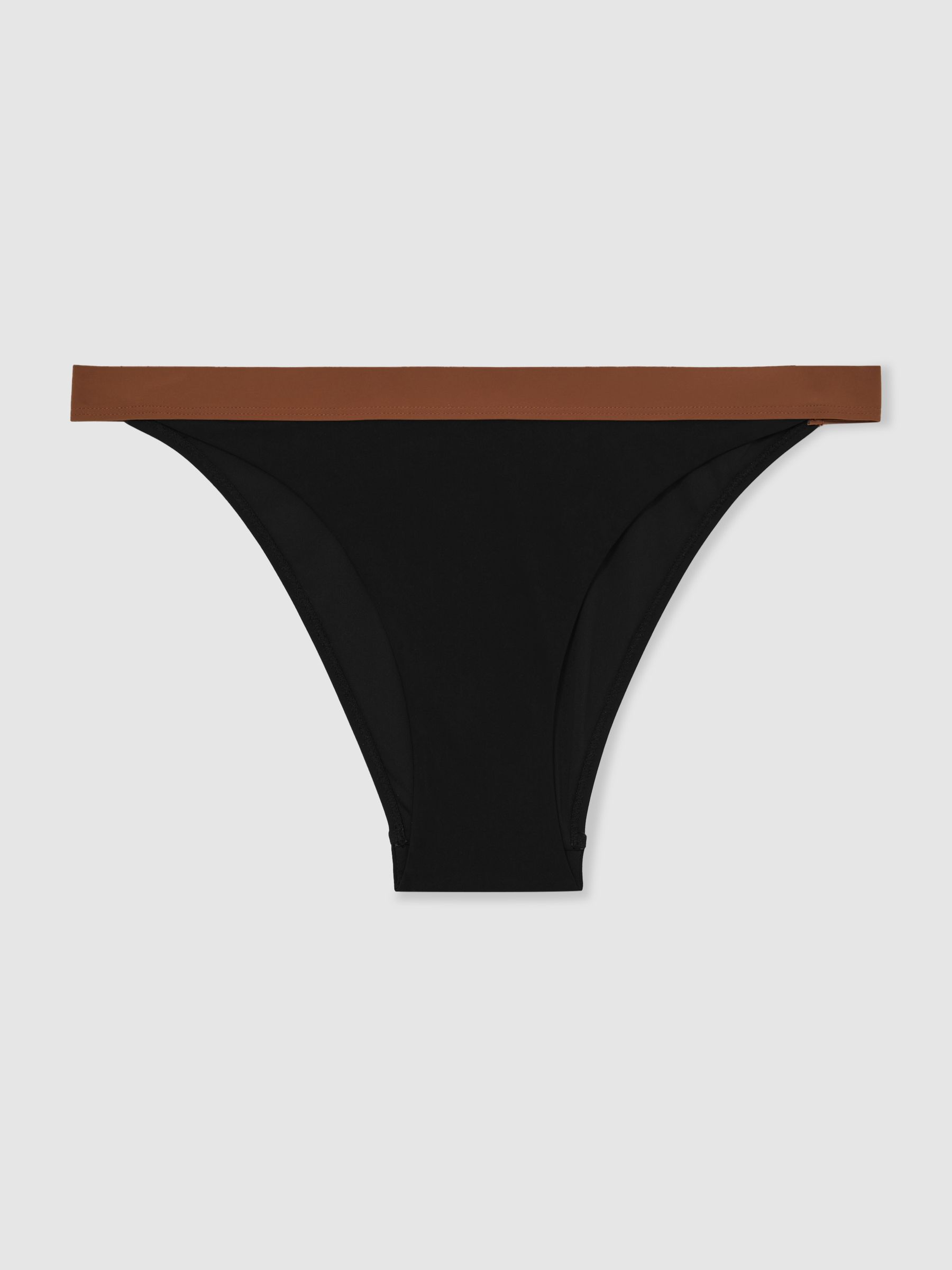 Contrast-Trim Bikini Bottoms in Black/Tan - Image 2 of 6