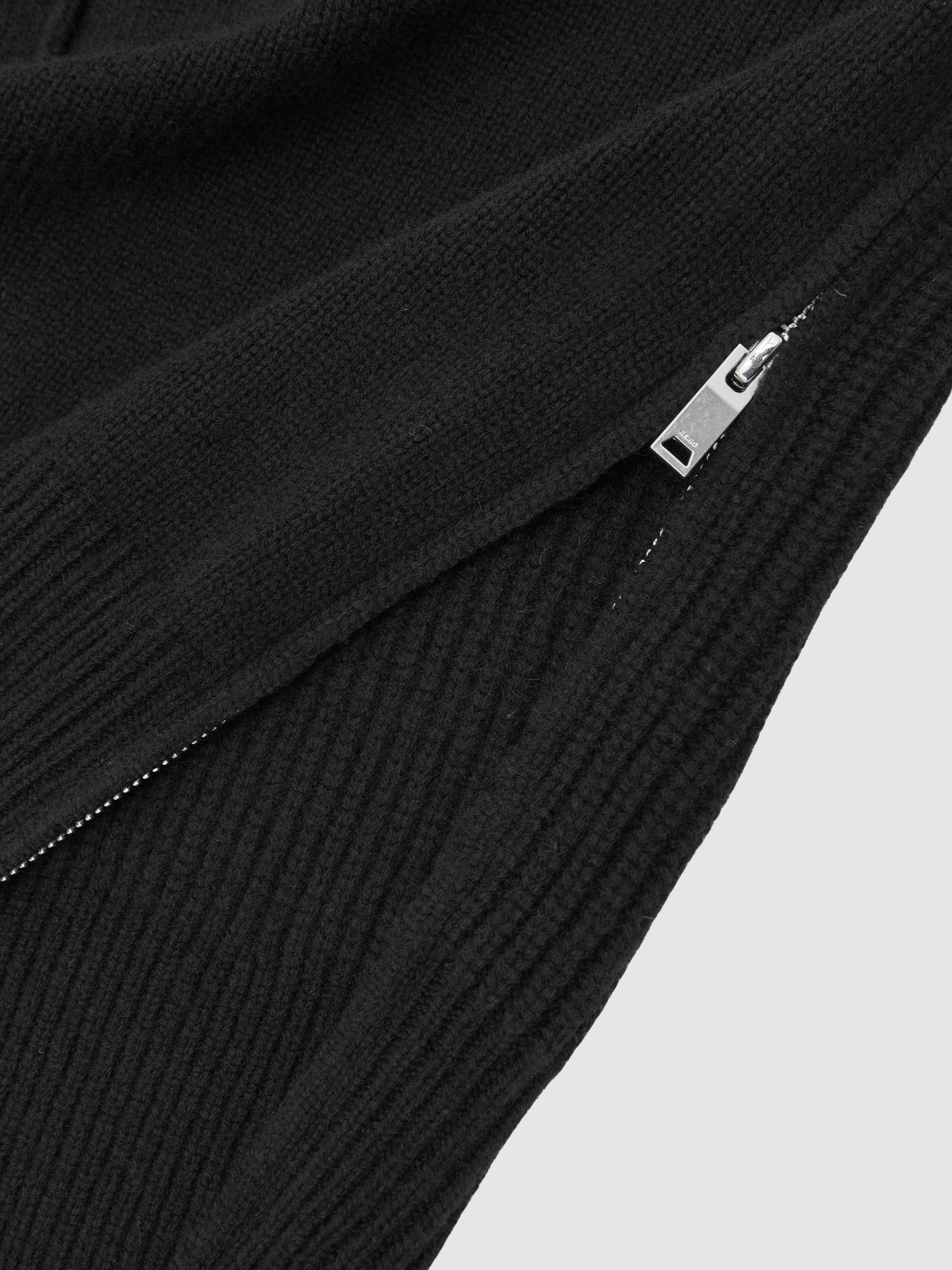 Wool Zip-Detail Funnel-Neck Jumper in Black - Image 7 of 7