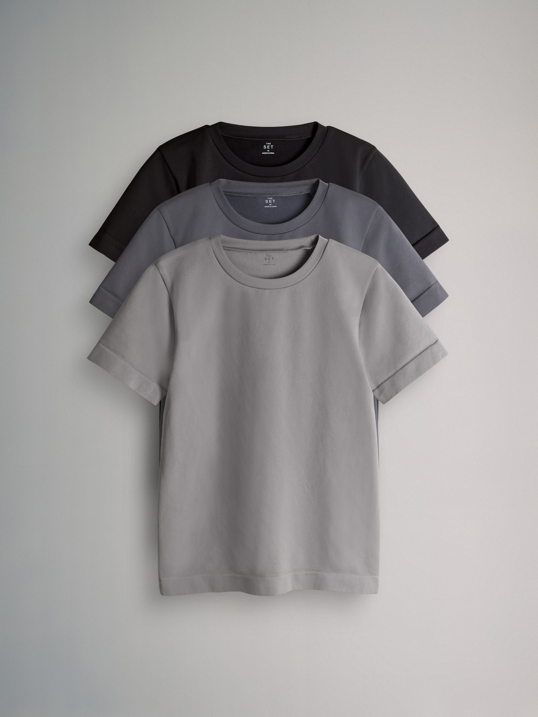 3 Pack Active Smoothing Sports T-Shirt Black/Charcoal/Grey - Image 1 of 6