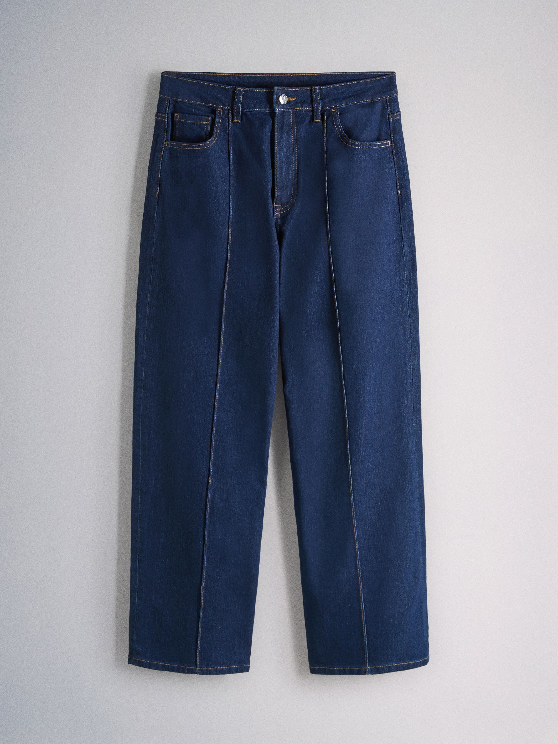 2 Pack Pintuck Wide Leg Denim Jeans Mid Blue/Cream - Image 5 of 6