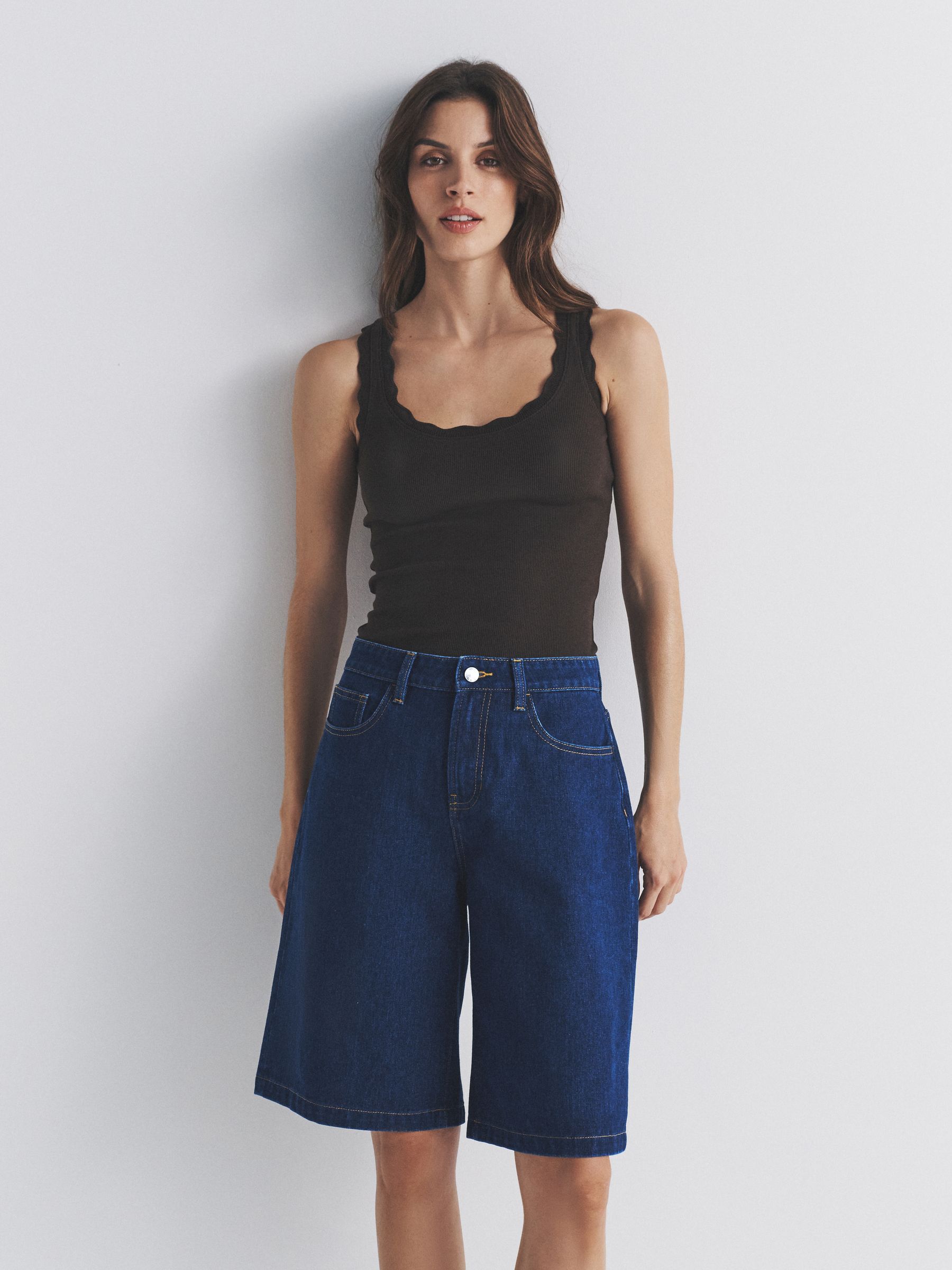 2 Pack Denim Bermuda Shorts Mid Blue/Ecru - Image 1 of 6