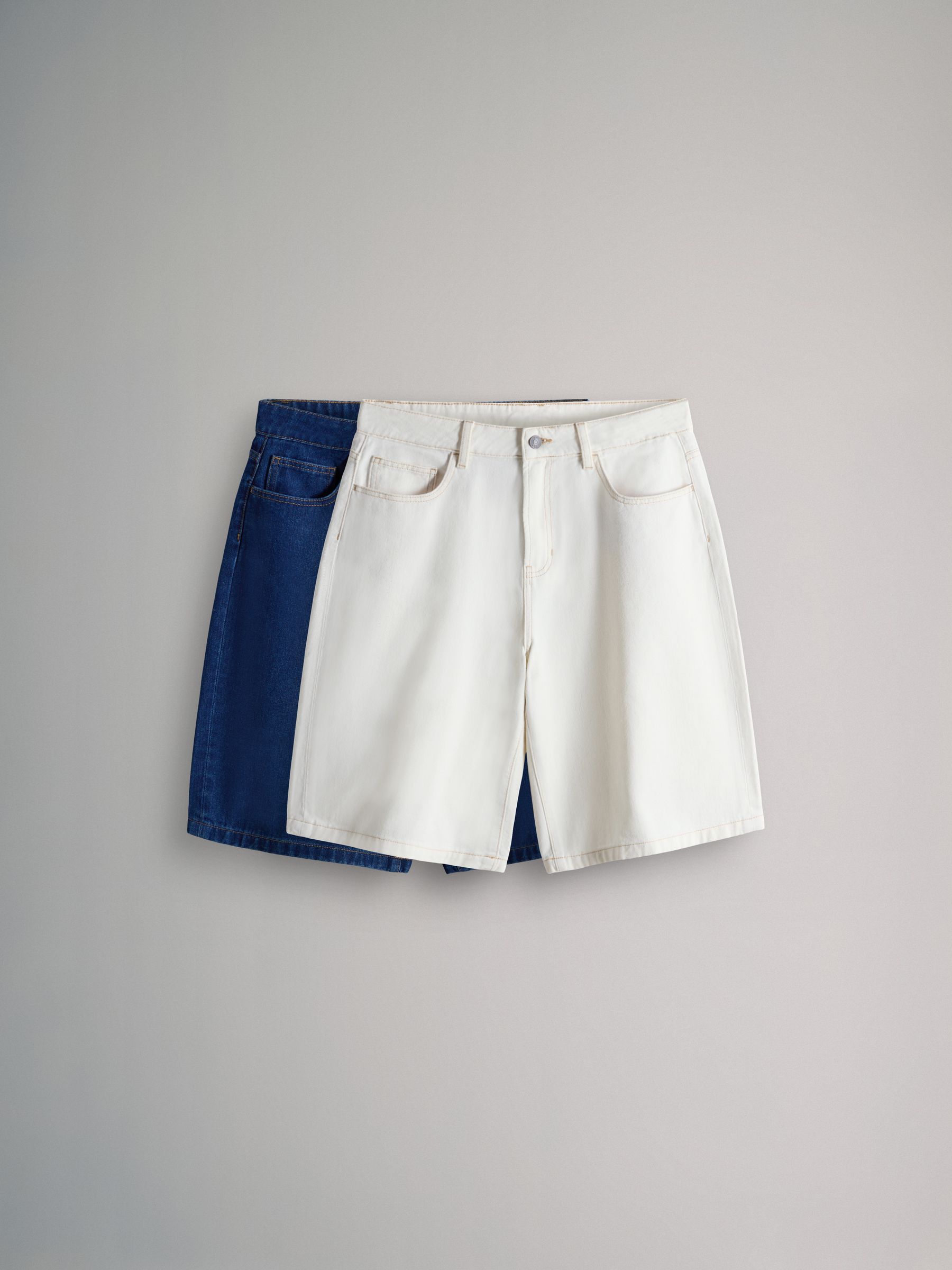 2 Pack Denim Bermuda Shorts Mid Blue/Ecru - Image 2 of 6