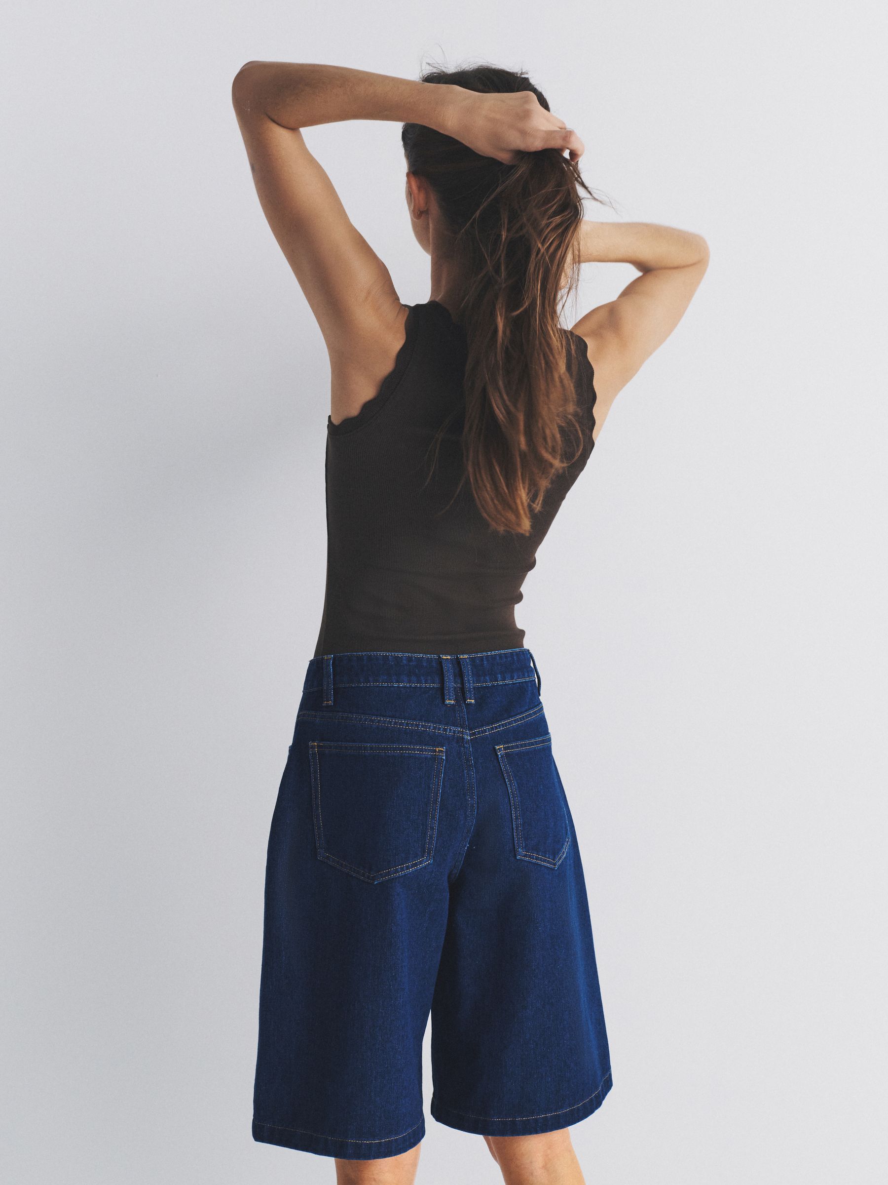 2 Pack Denim Bermuda Shorts Mid Blue/Ecru - Image 3 of 6