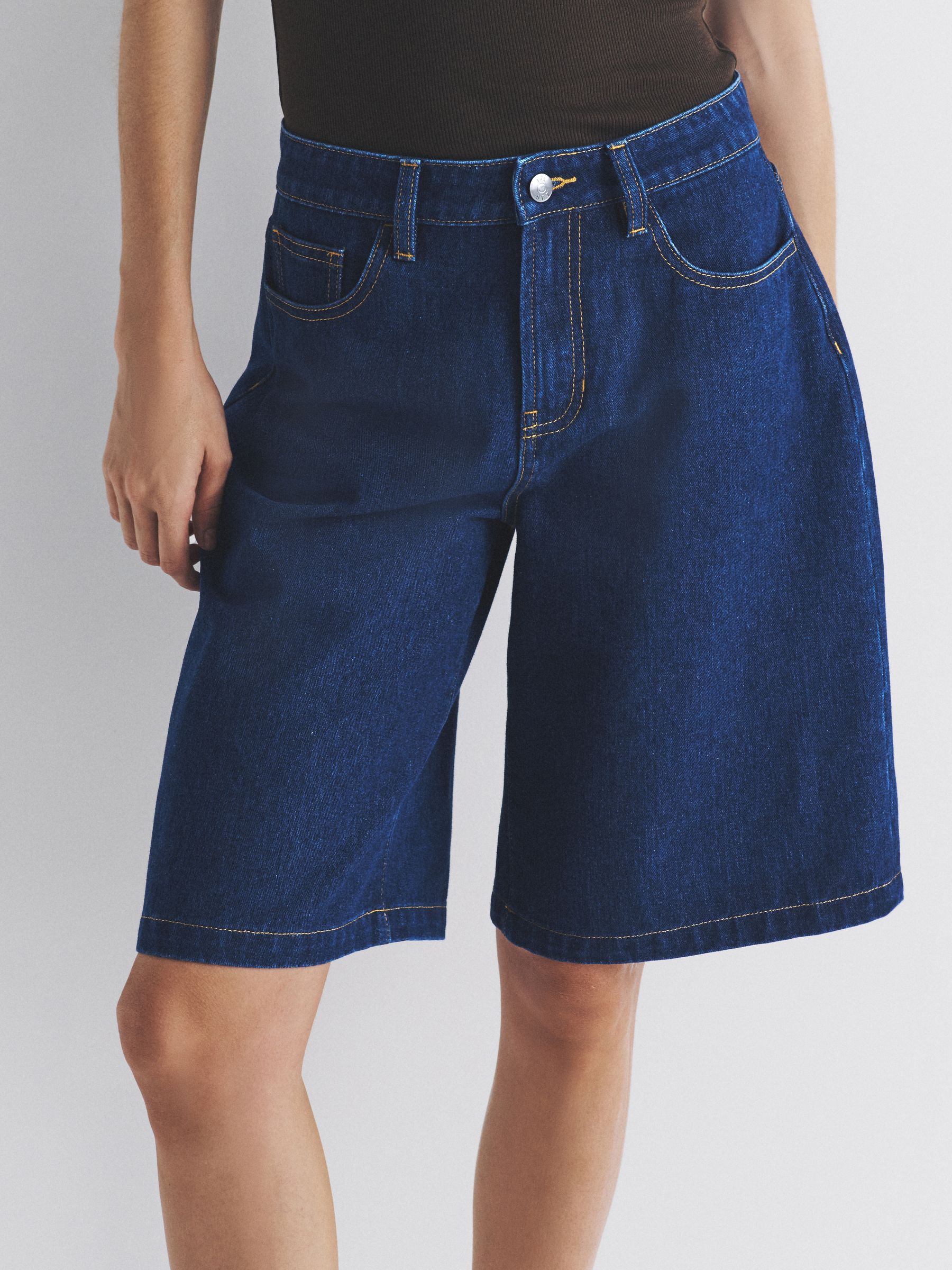 2 Pack Denim Bermuda Shorts Mid Blue/Ecru - Image 4 of 6