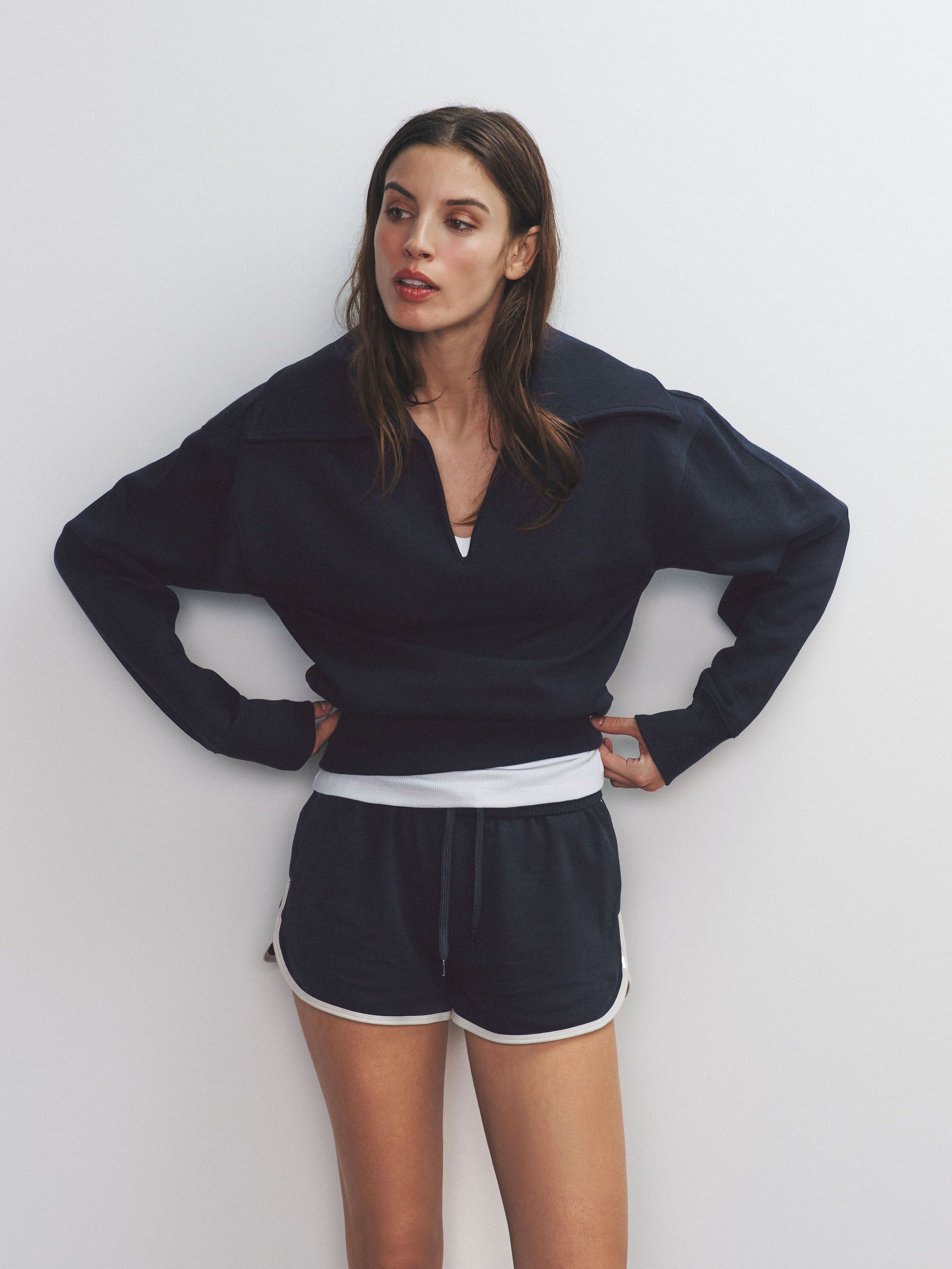 2 Pack Trophy Neck Long Sleeve Sweat Tops Navy/Cream - Image 3 of 6