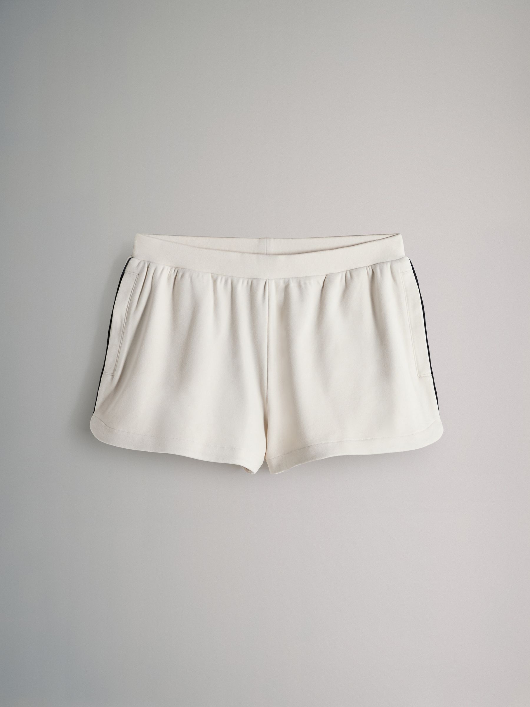 Soft Touch Ribbed Sweat Hoodie And Shorts Set Cream - Image 6 of 6