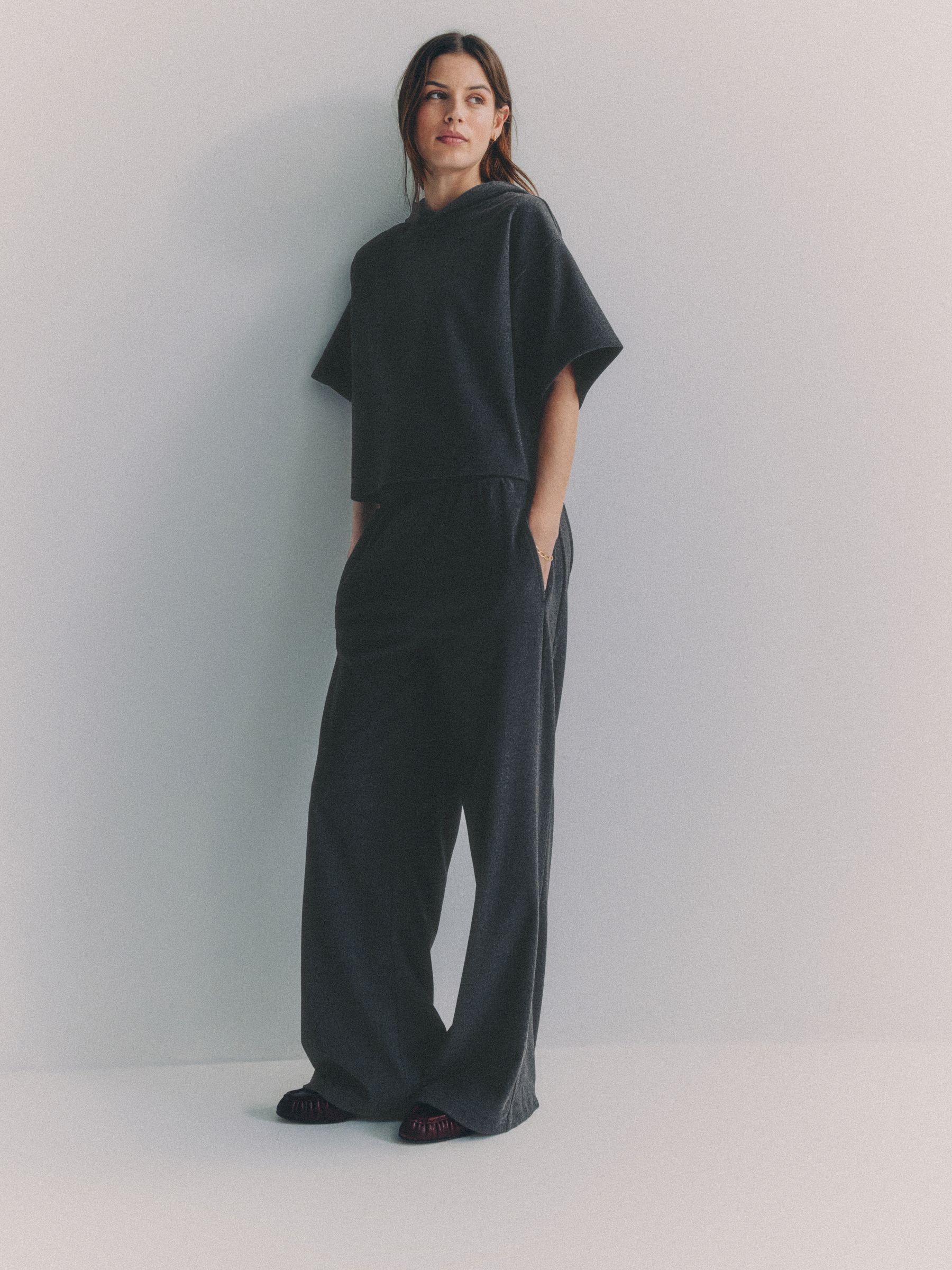 Soft Touch Ribbed Sweat Hoodie And Joggers Set Grey - Image 4 of 6