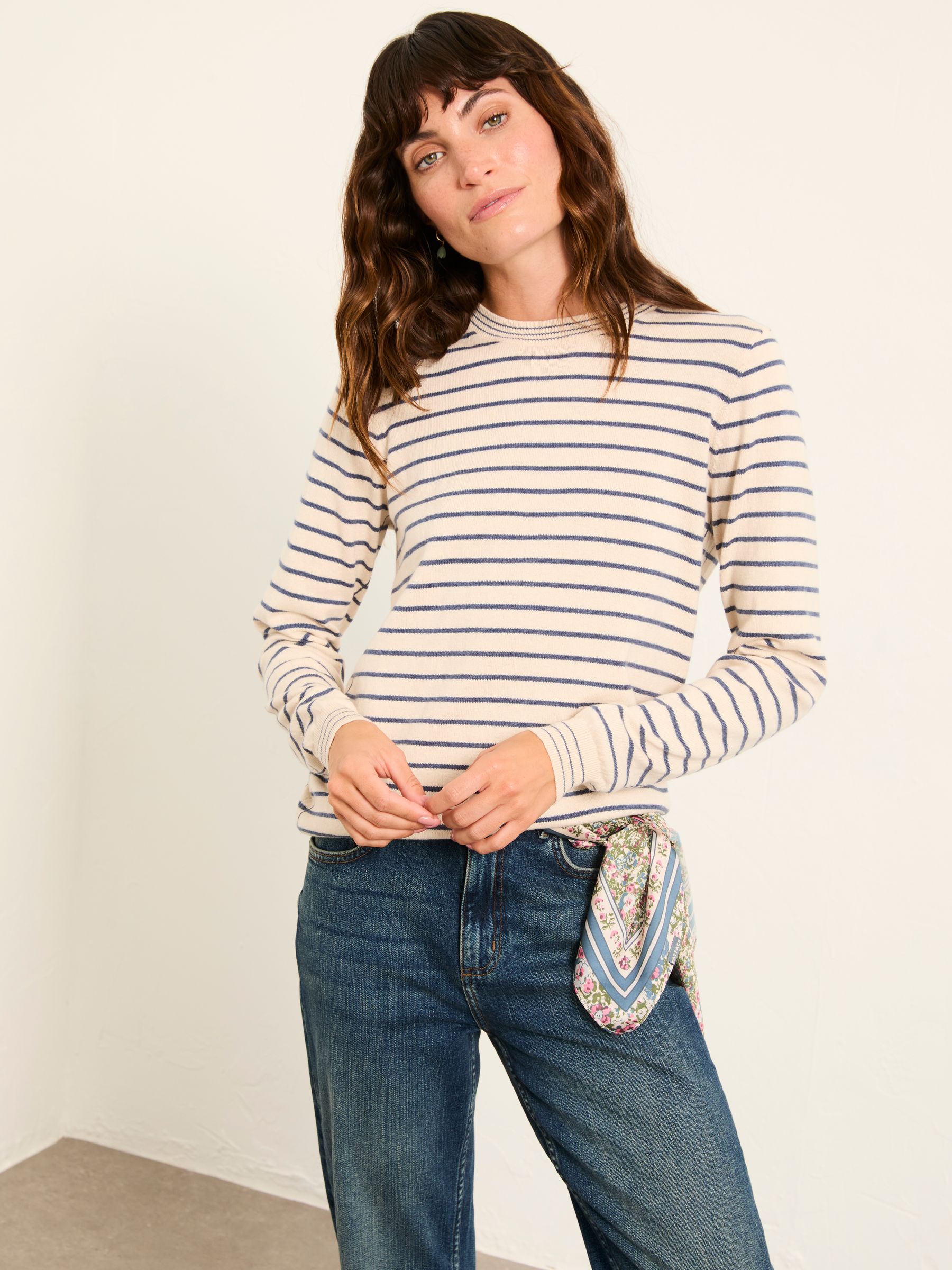 Breton Natural Knitted Stripe Jumper - Image 1 of 6