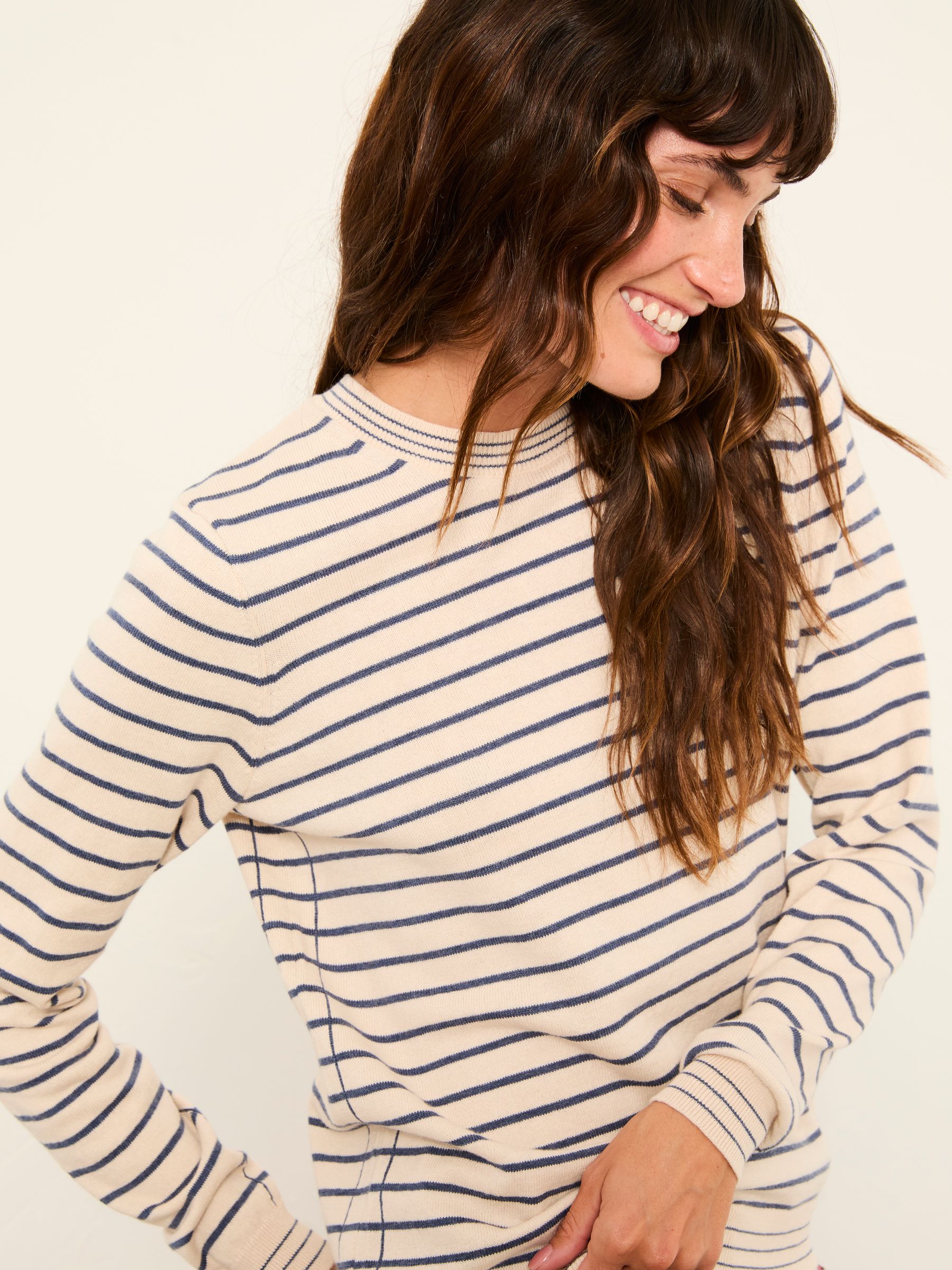 Breton Natural Knitted Stripe Jumper - Image 5 of 6