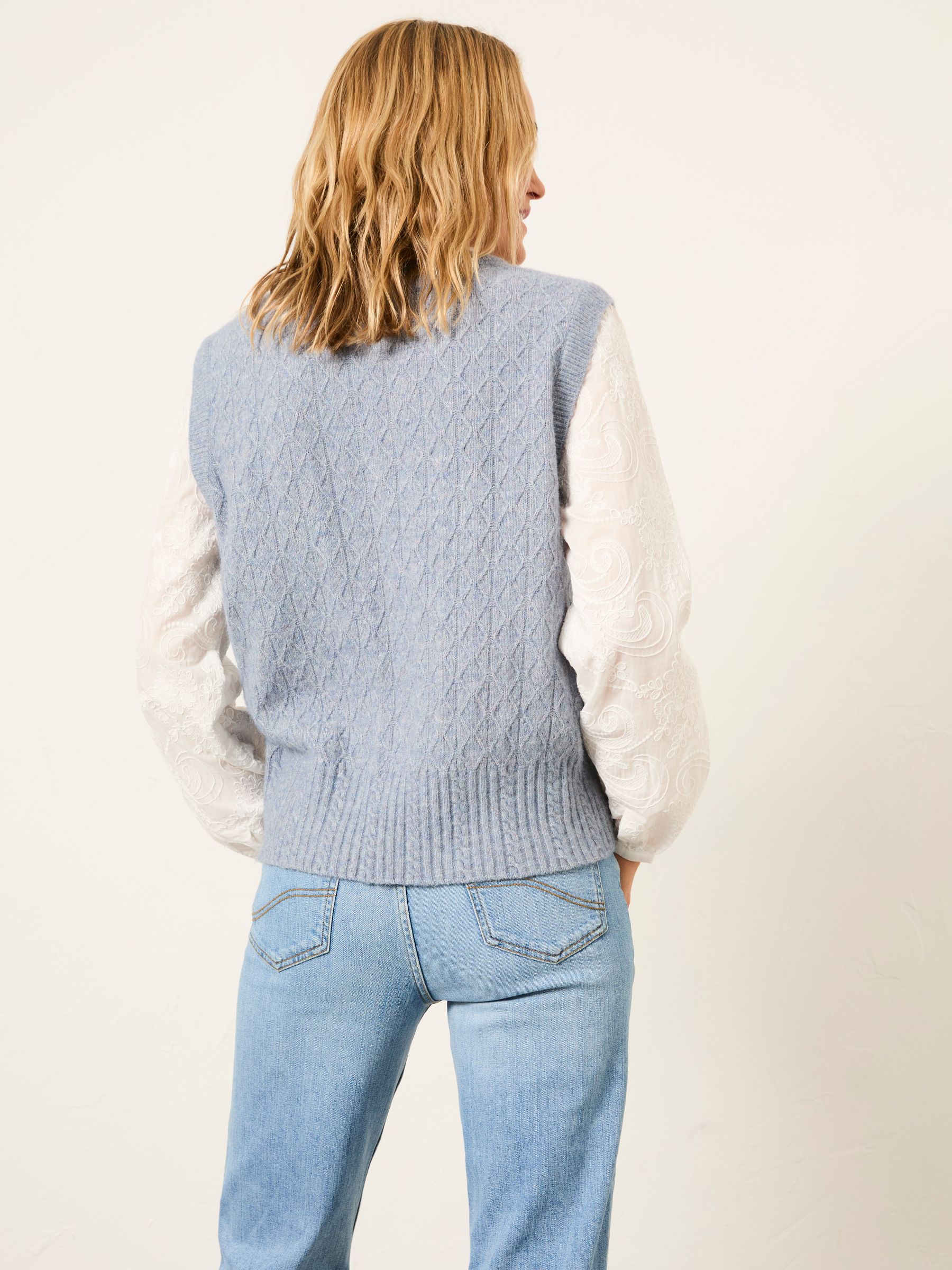 Leoni Chambray Blue Knitted and Woven 2in1 Top - Image 2 of 6