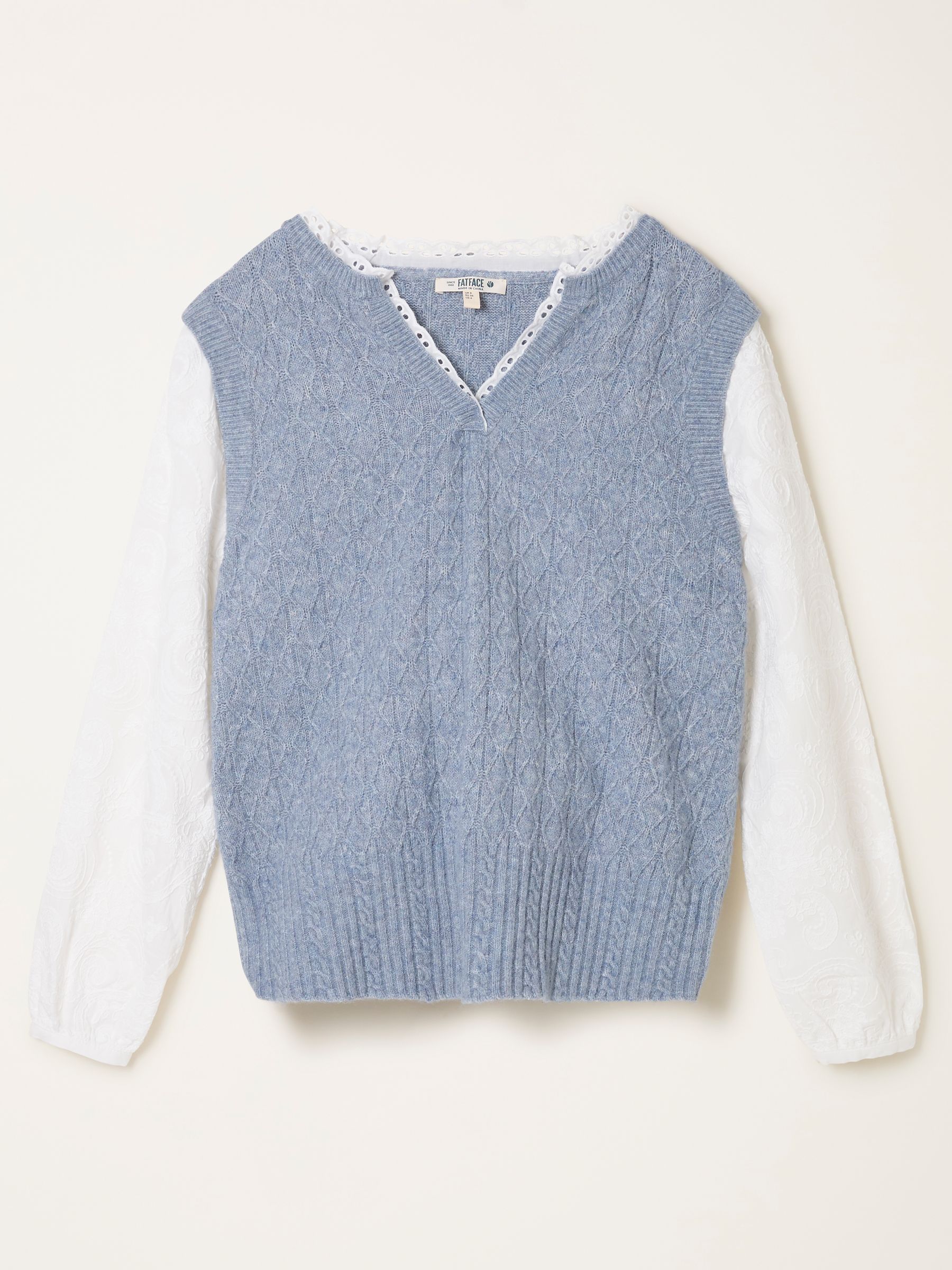 Leoni Chambray Blue Knitted and Woven 2in1 Top - Image 7 of 7