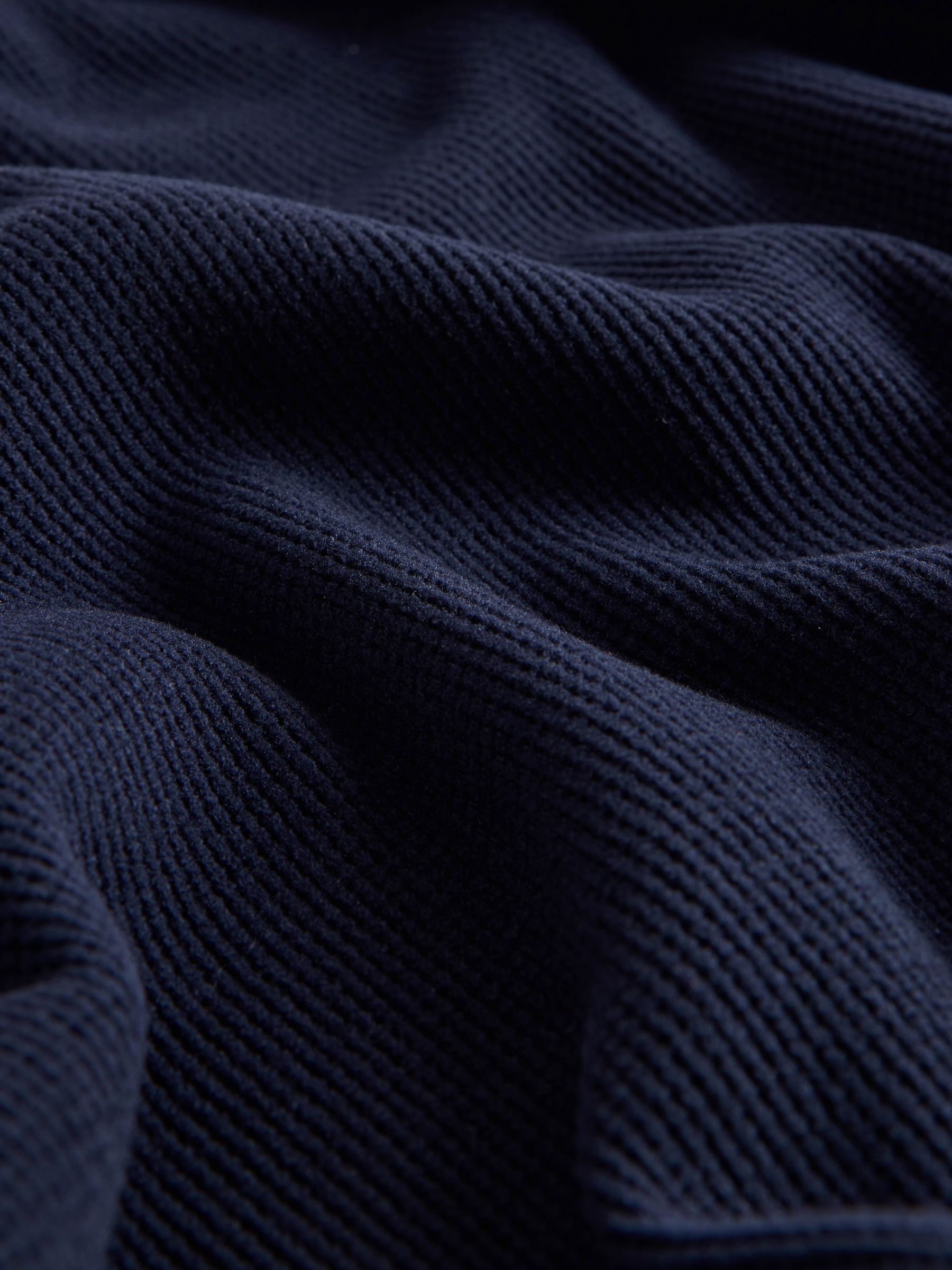 Waffle V-Neck Sweat Top And Wide Leg Jogger Set Navy - Image 4 of 5