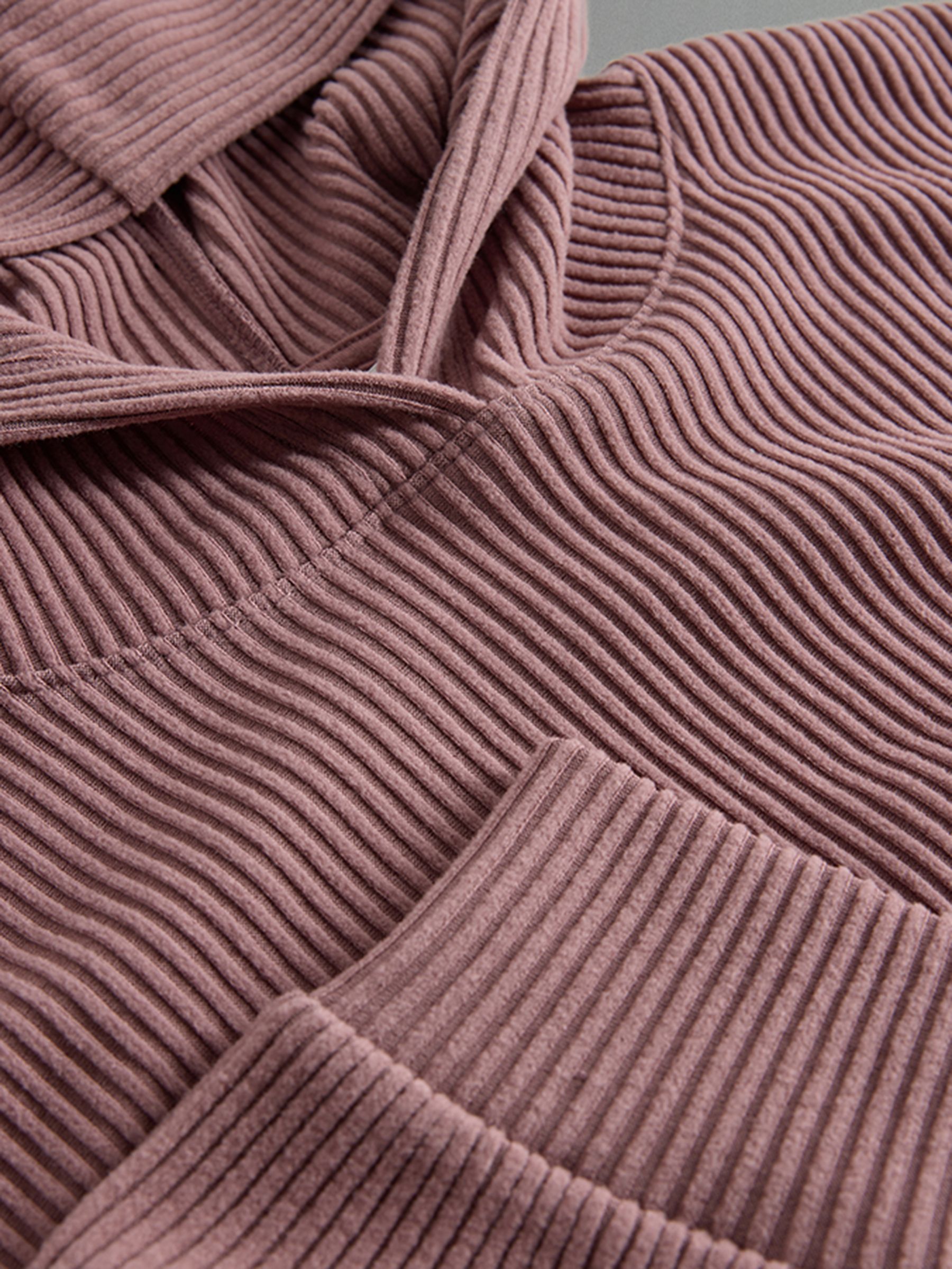 Dusty Pink Ribbed Hoodie And Wide Leg Jogger Set - Image 5 of 5