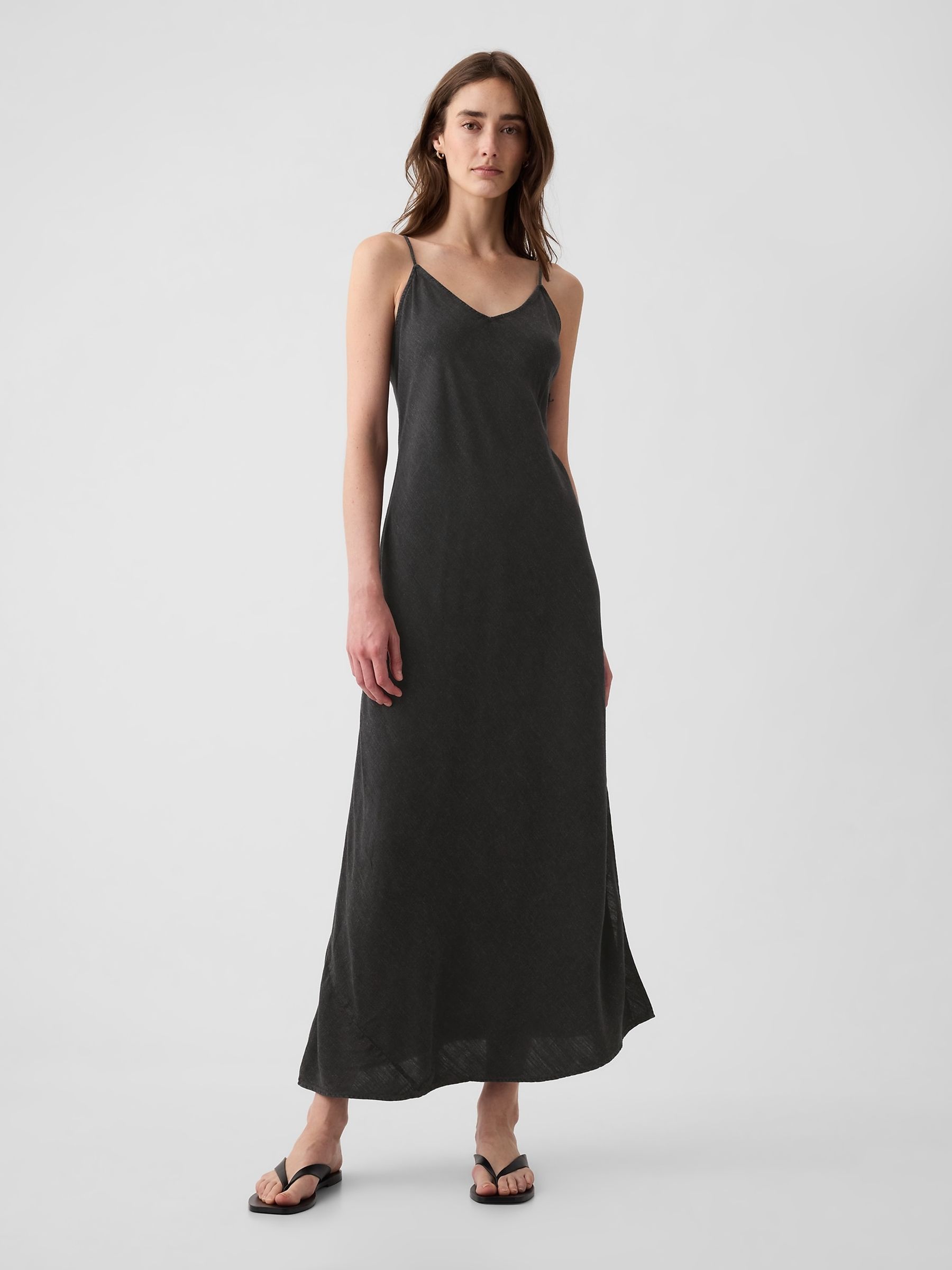 Black Slip Midi Dress - Image 1 of 3