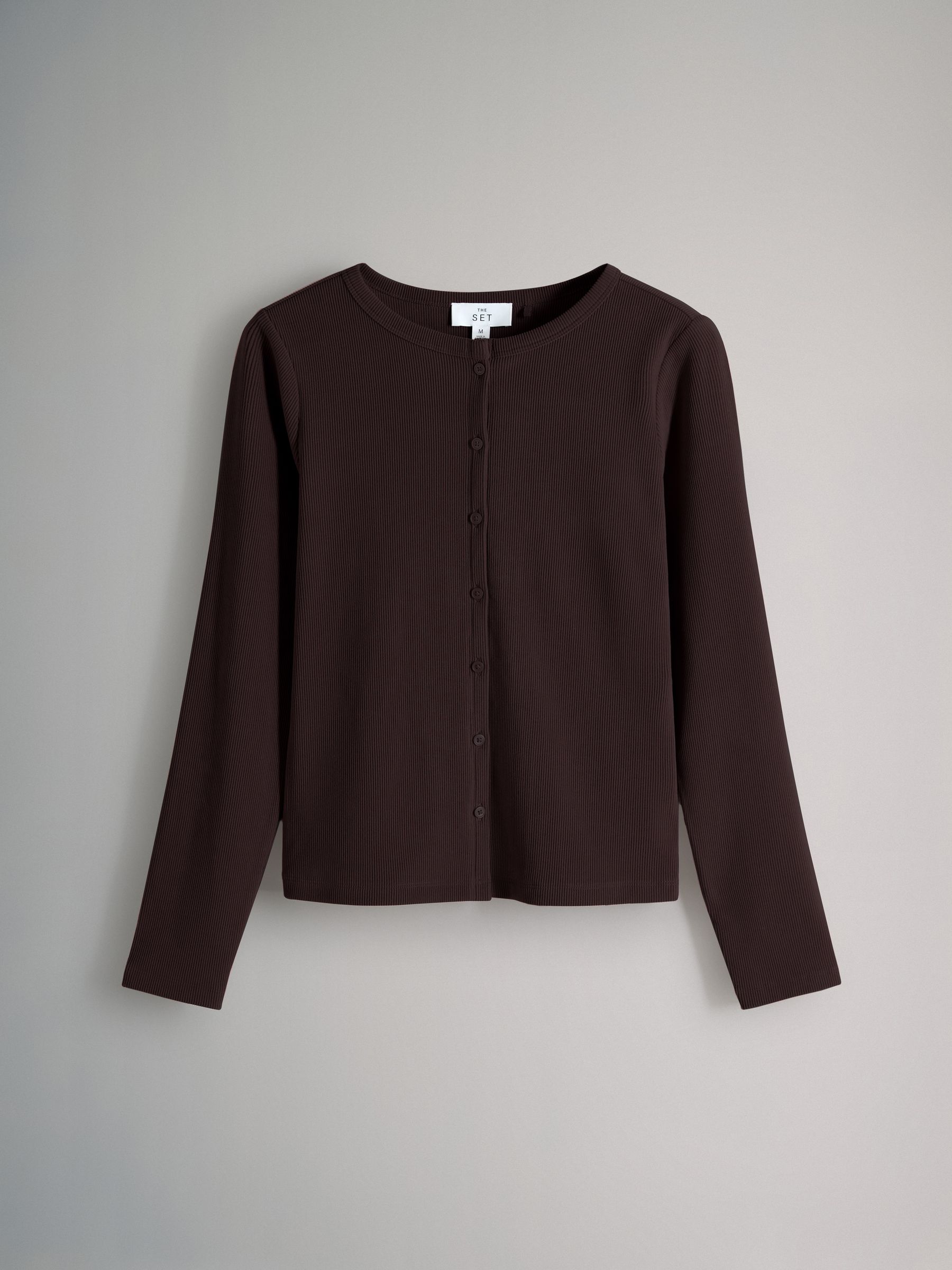 2 Pack Soft Touch Ribbed Long Sleeve Cardigan Chocolate Brown/Navy - Image 2 of 5