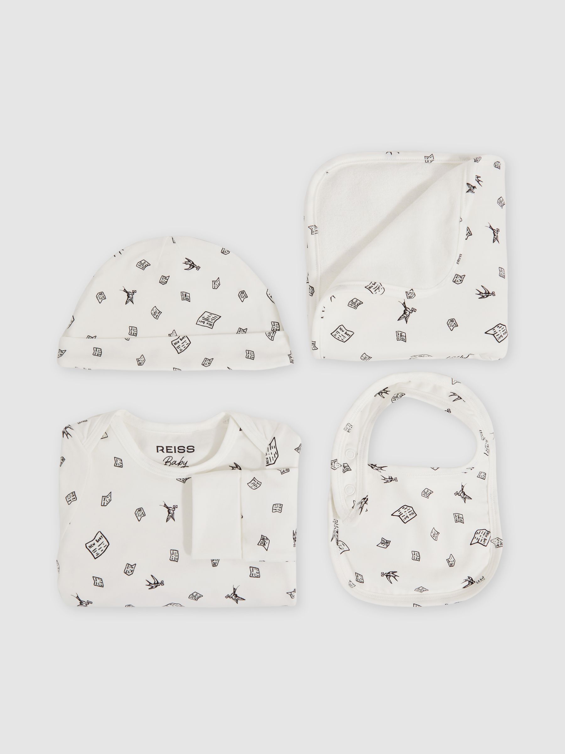 Bird Print Sleepsuit Set in Ivory Print - Image 2 of 5
