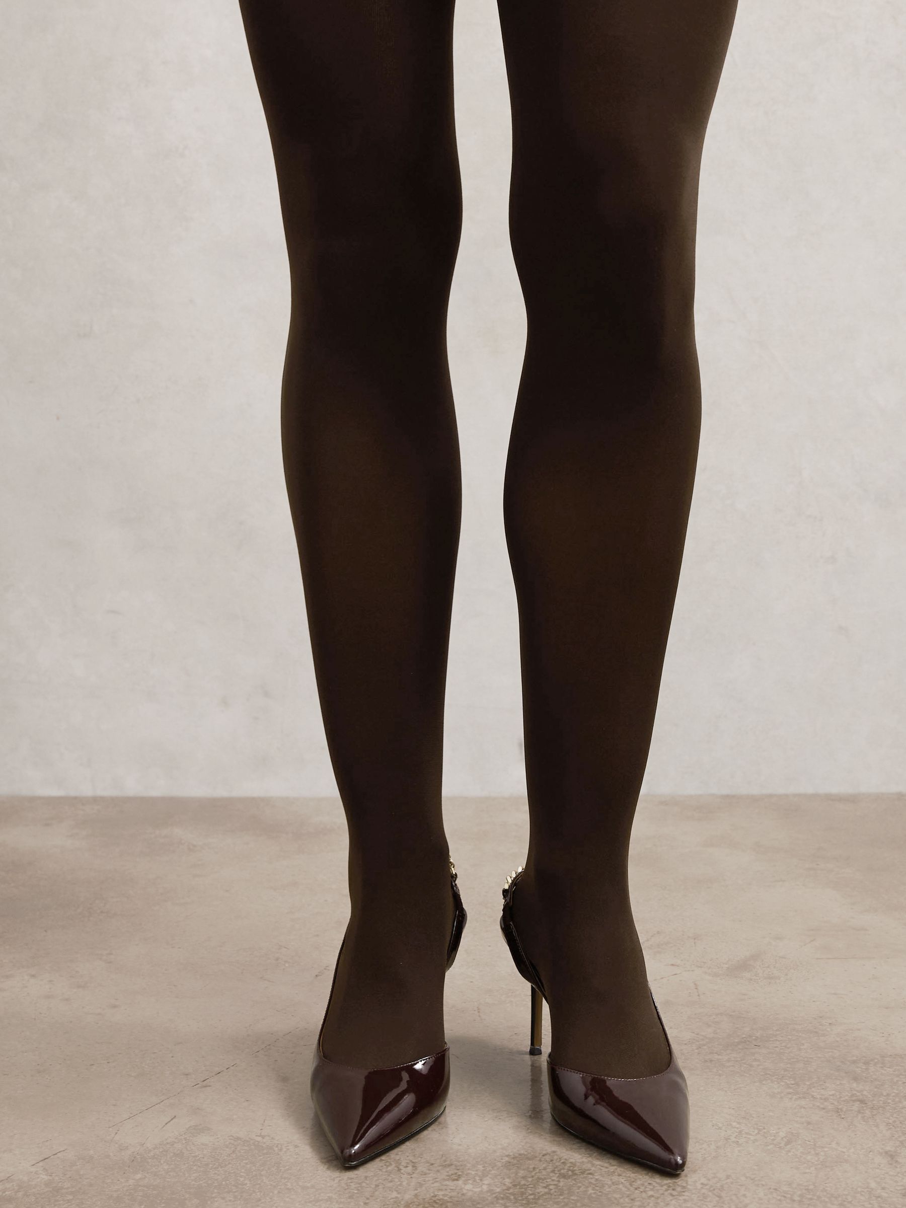 Coloured 80 Denier Tights in Chocolate - image 2