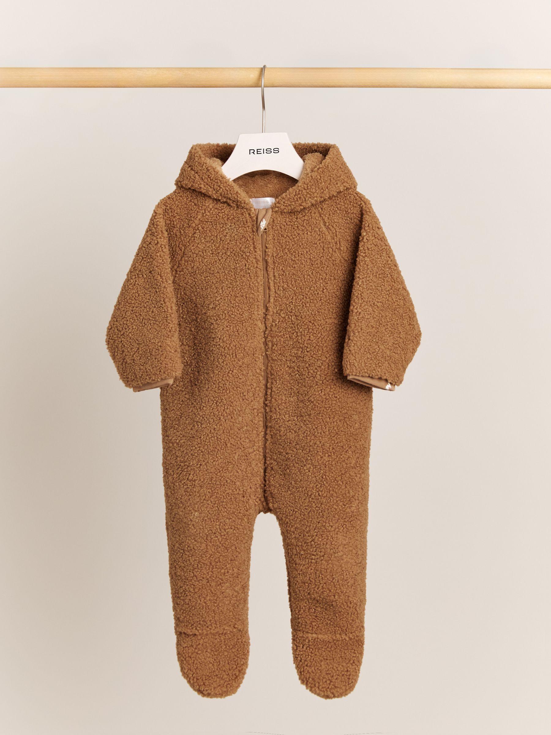 Hooded Fleece Pramsuit in Neutral - Image 2 of 6