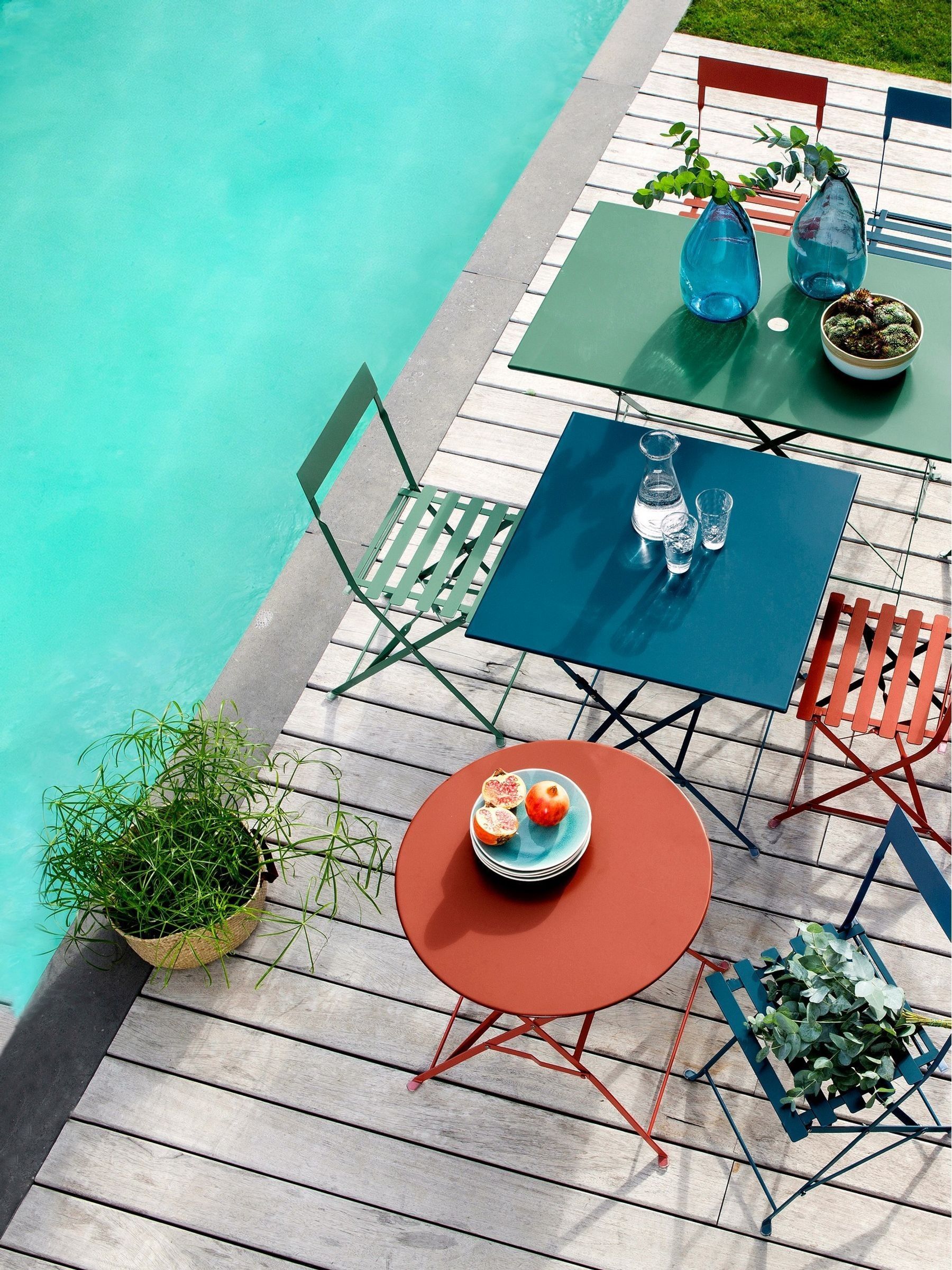 La Redoute Intérieurs Blue Ozevan Square Folding Metal Garden Table - Image 1 of 4