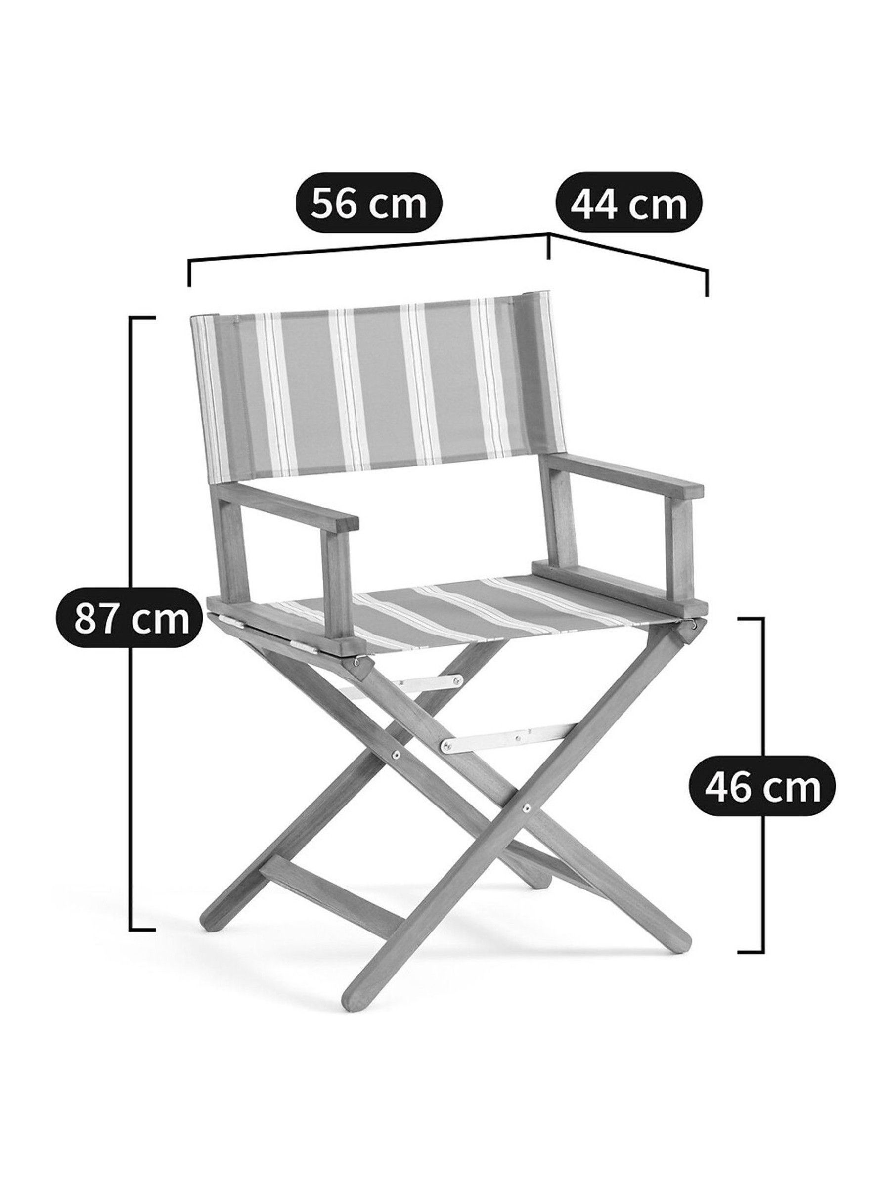 La Redoute Intérieurs Purple Stripe Veniza Acacia & Canvas Directors Chair - Image 4 of 4