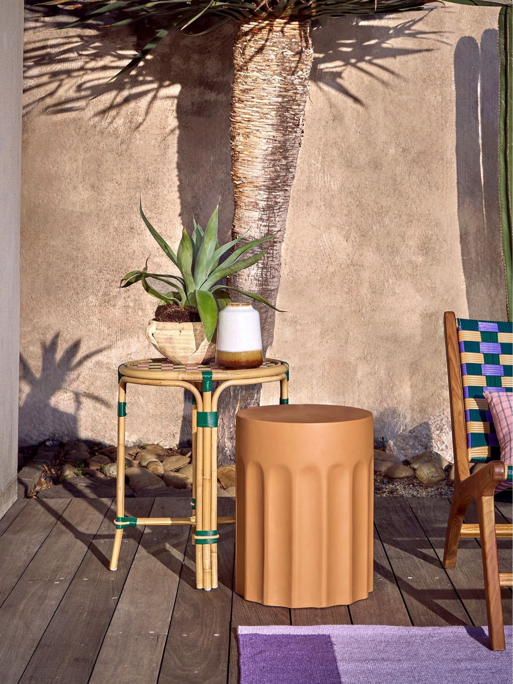 La Redoute Intérieurs Terracotta Mannila Cement Fibre Garden Side Table - Image 1 of 5