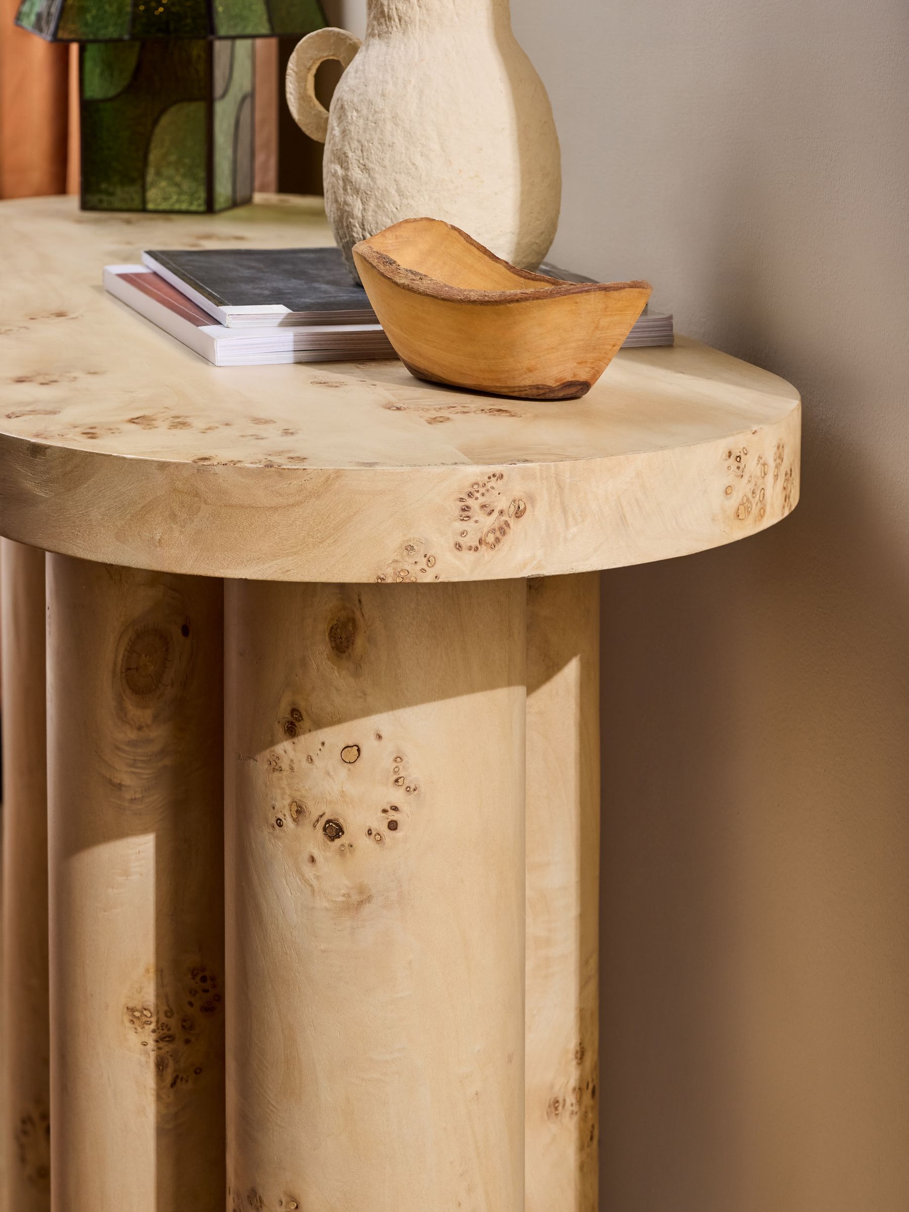 Lacey Console Table in Light Burl Wood - Image 2 of 5 Lacey Console Table in Light Burl Wood - Image 2 of 5