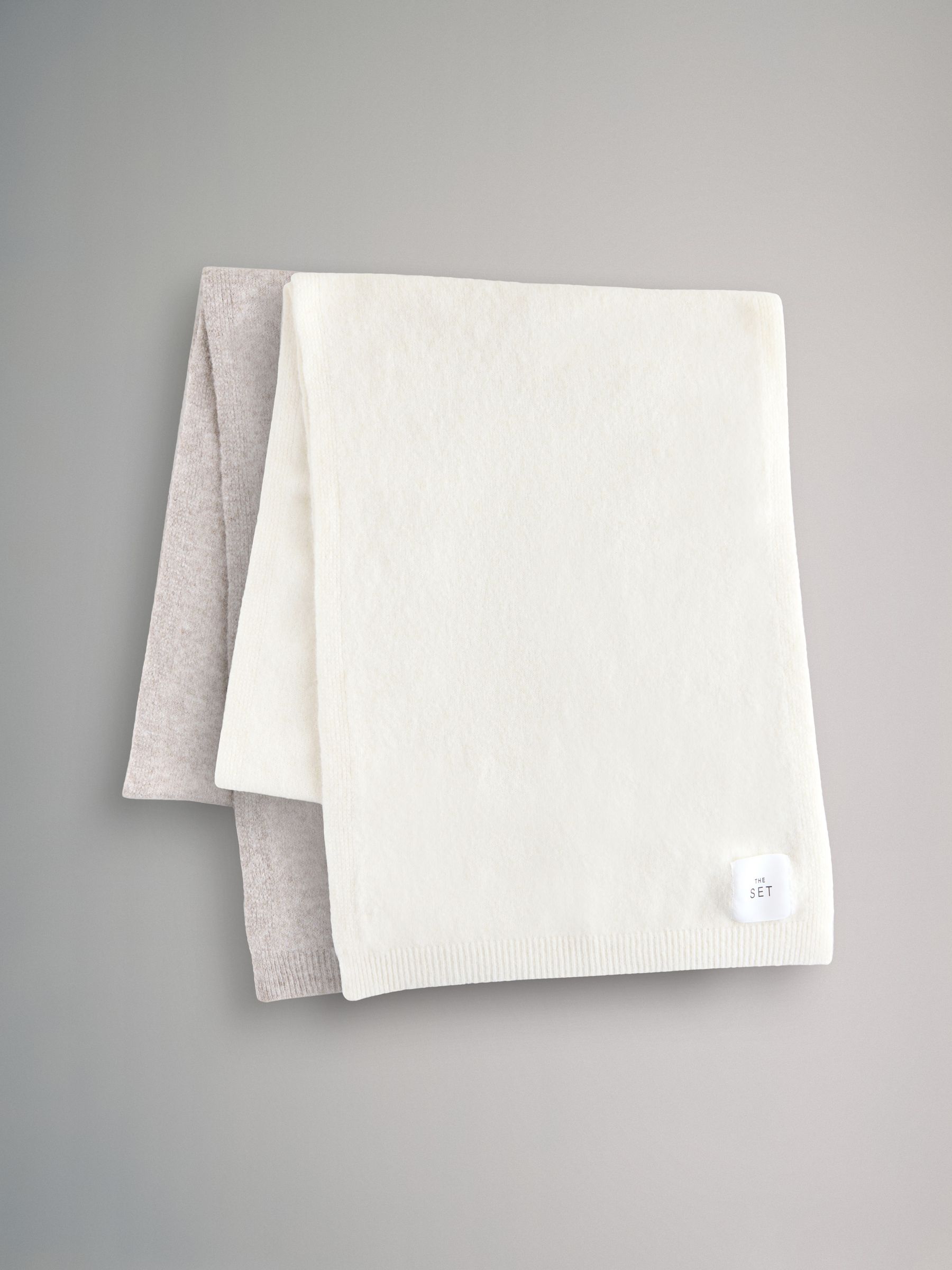 Oatmeal/Cream 2 Pack Fine Knit Scarf Set - Image 2 of 9