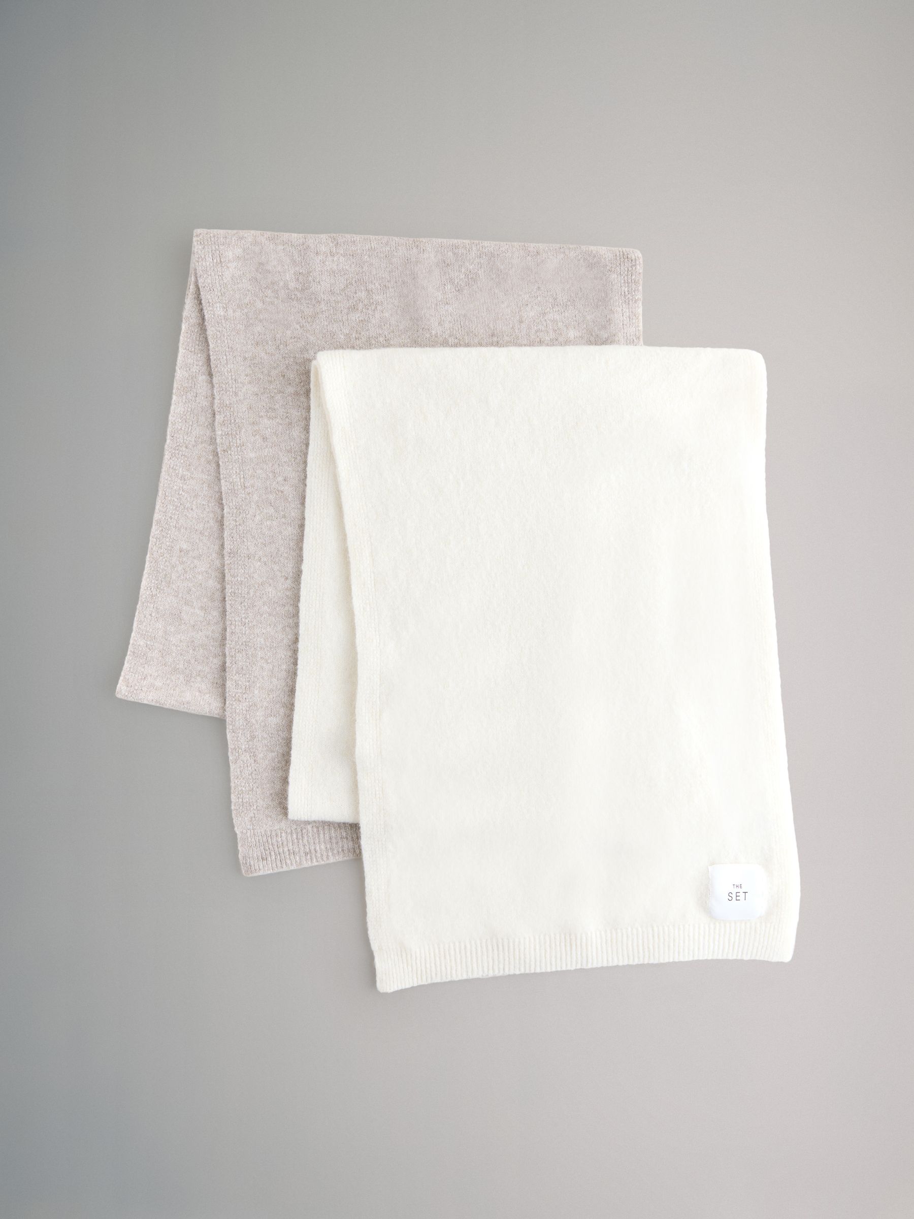 Oatmeal/Cream 2 Pack Fine Knit Scarf Set - Image 9 of 9