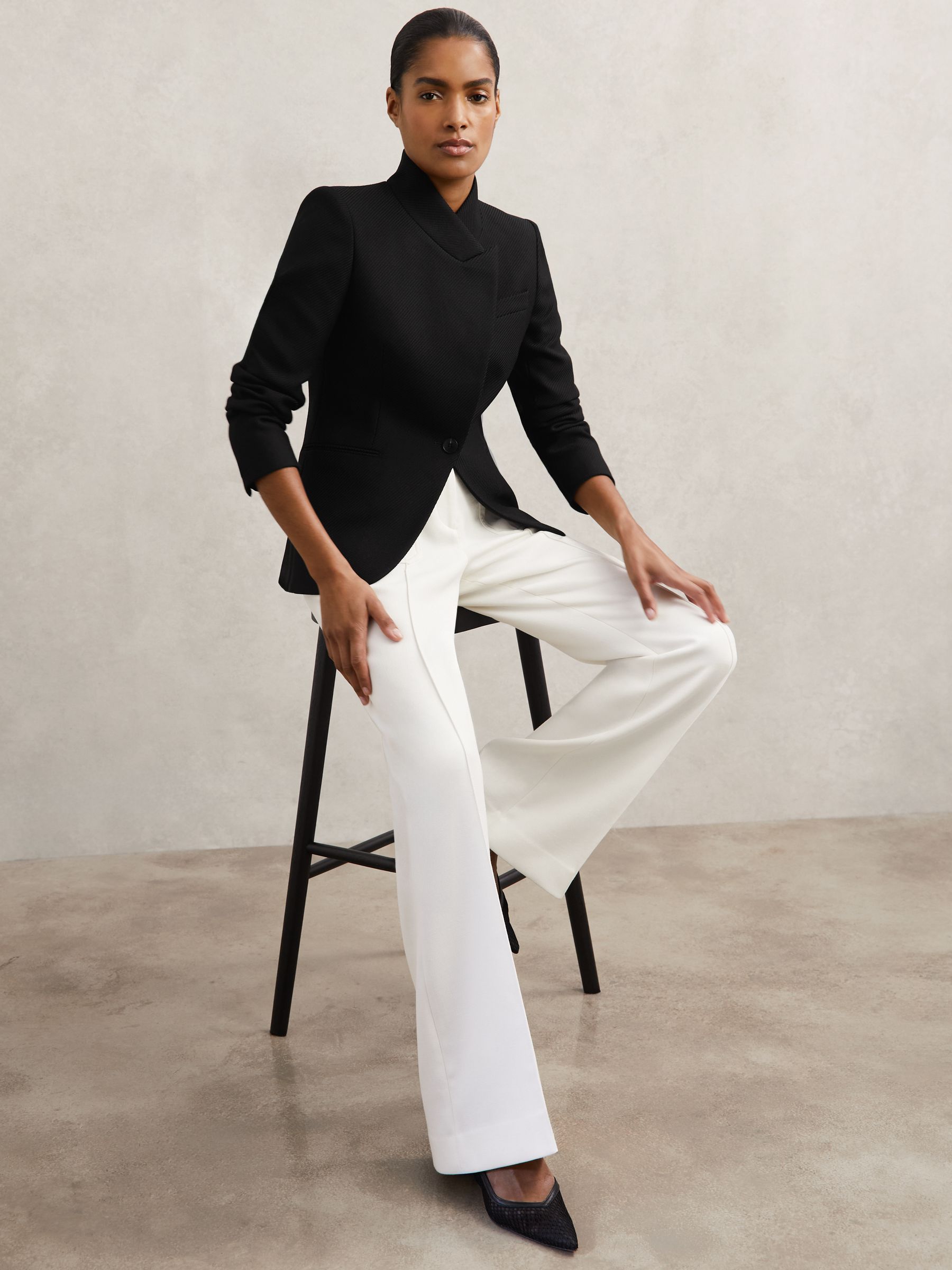 Petite Wool-Blend Wrapover Blazer in Black - Image 1 of 7